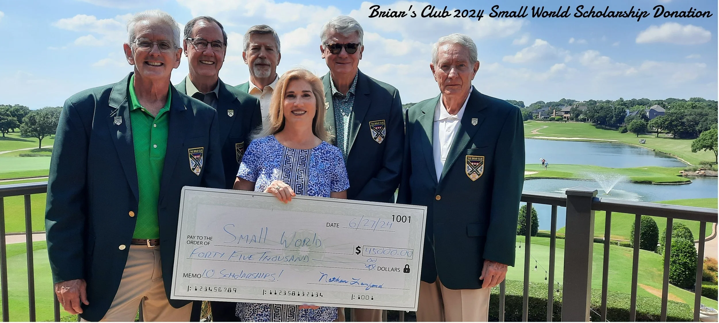 The Briar Club Contribution 2024 Check Presentation.