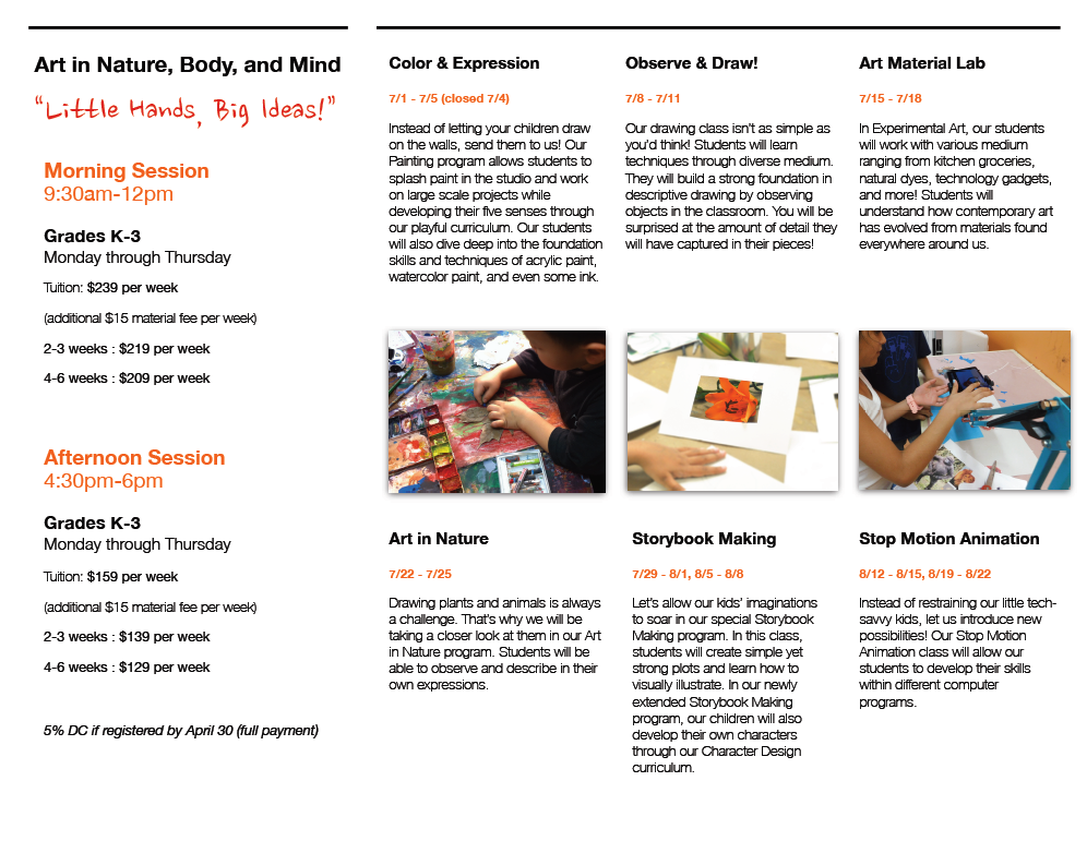 Course descriptions, Dates, Times, Tuition Information