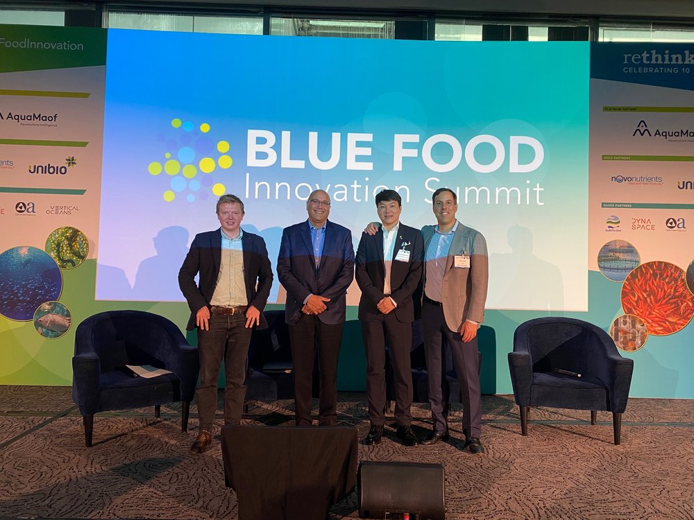 BlueNalu spoke at the Blue Food Innovation Summit in London in May alongside Luke Halsey from AIIM Partners, Tunyawat (Nud) Kasemsuwan from Thai Union &amp; Arturo Ania from Mara Renewables.