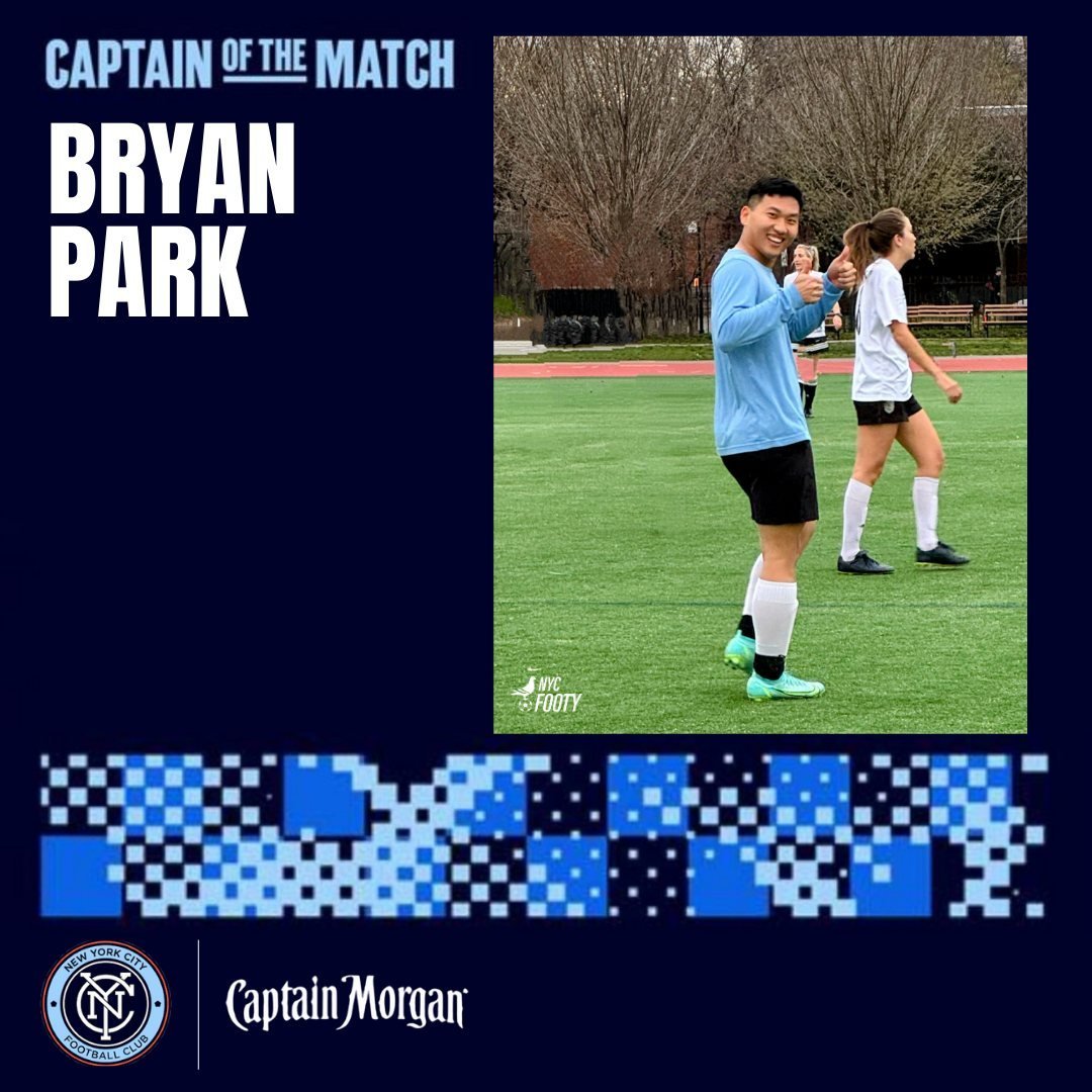 It's game day at @newyorkcityfc and you know what that means... We're introducing your next Captain of the Match in collaboration with NYCFC and @captainmorganusa. Say hello to Bryan Park!⁠
⁠
As captain of Footy team Beagles FC you can find Mr. Park 