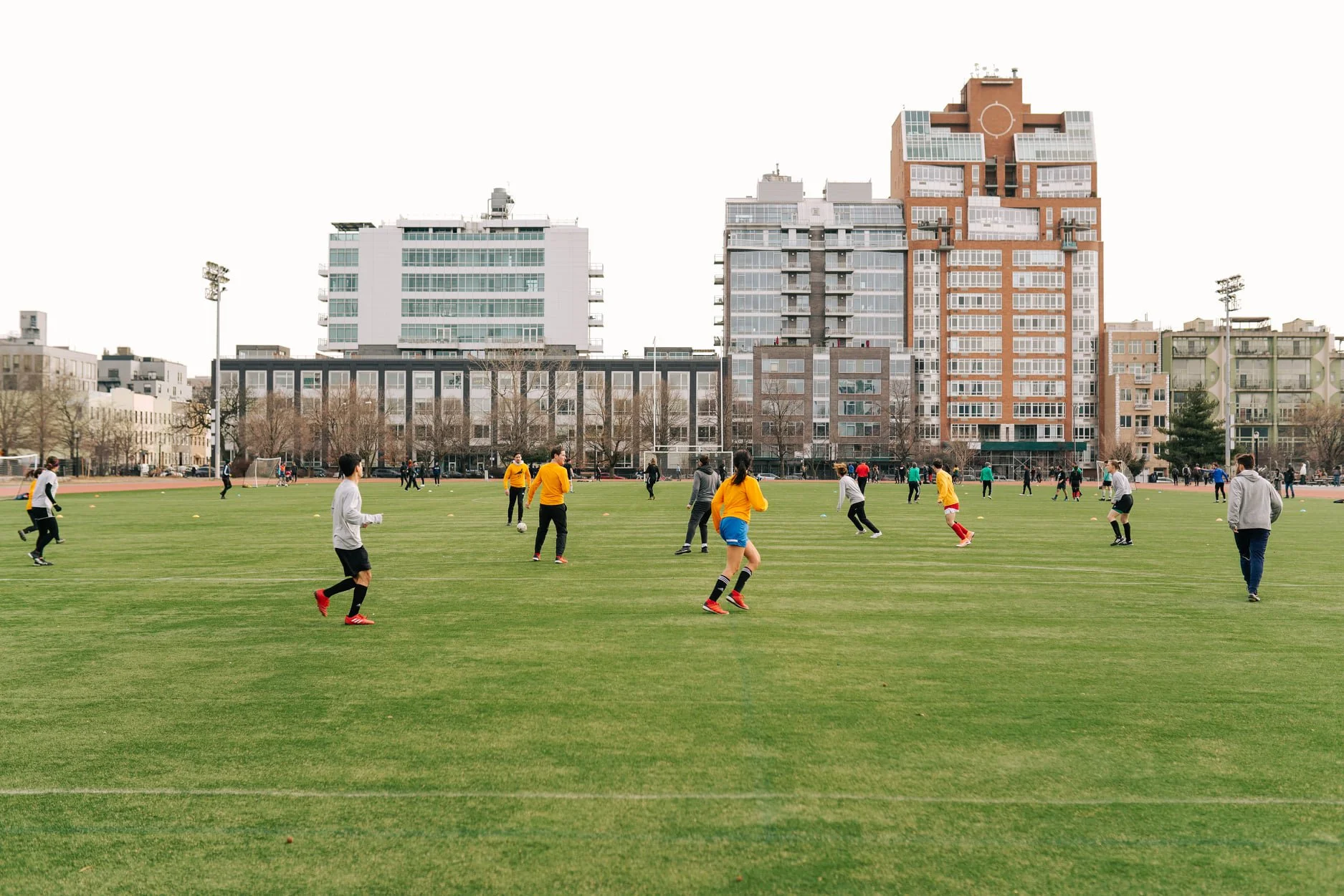 NYC Footy players playing at McCarren Park
