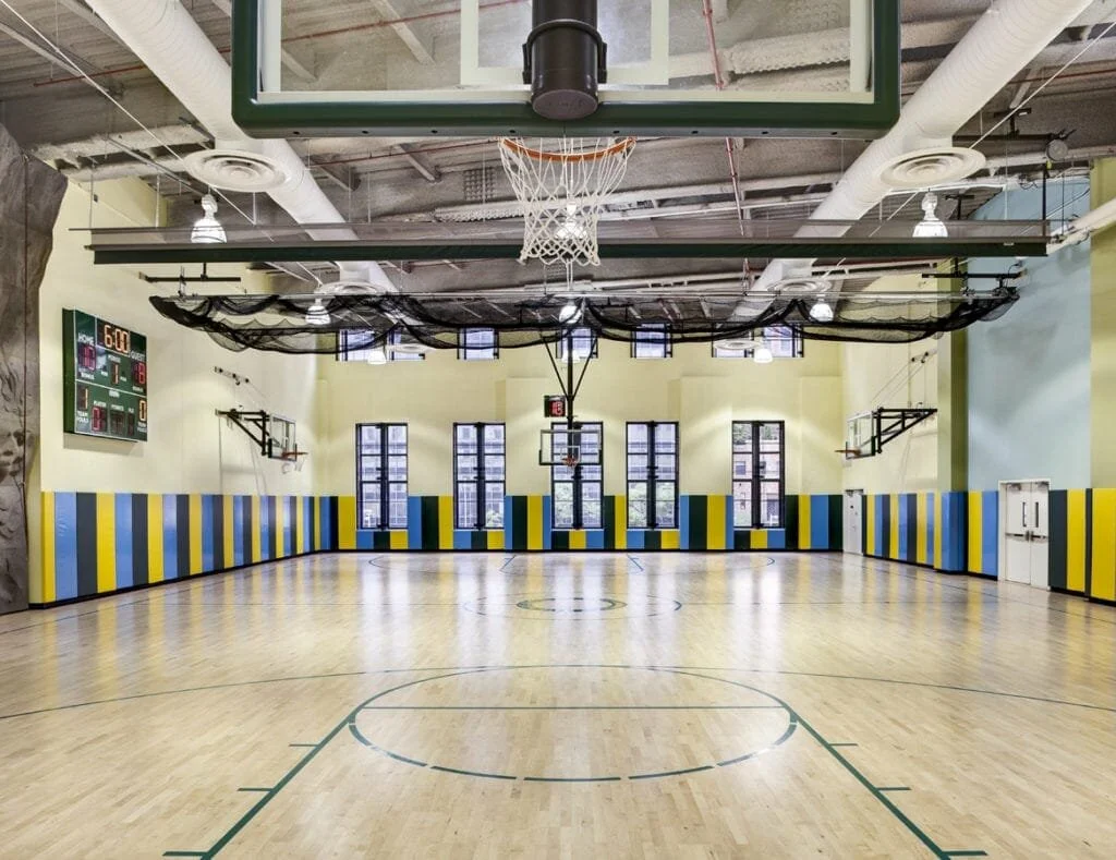 Indoor gym at Leman Prep School in the Financial District