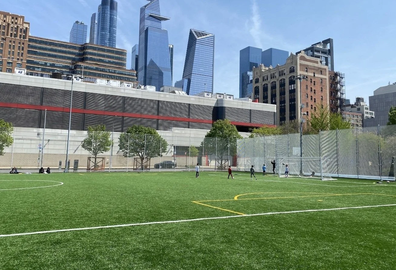 A beautiful turf field in Chelsea where NYC Footy plays