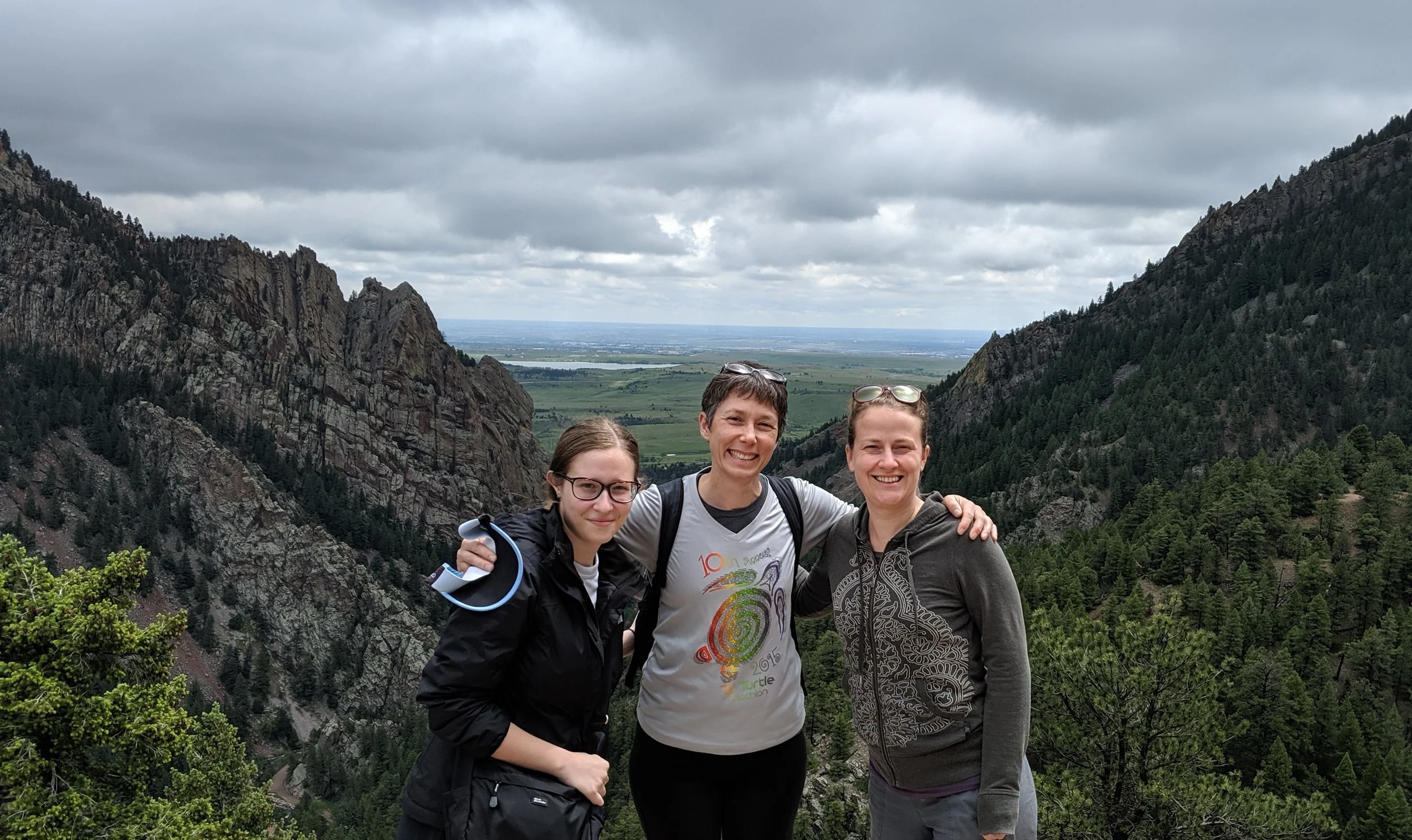 Lisa and Cora with Rebecca Washenfelder in El Dorado Canyon near Boulder, CO, June 2019.
