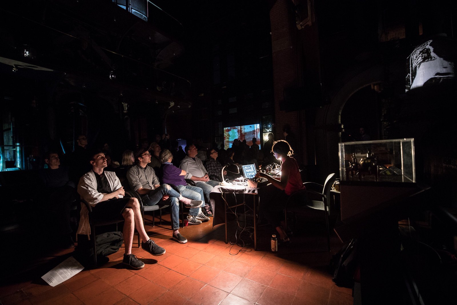  Audience members at "Temporal Currents II: Experimental Sound + Film" at the Metropolitan Waterworks Museum. 