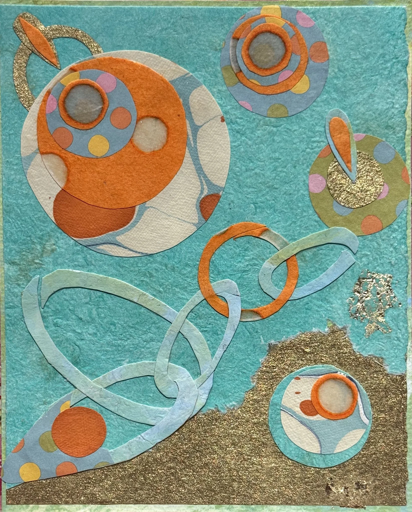 Orange, Turq. and Gold Angel Bubbles