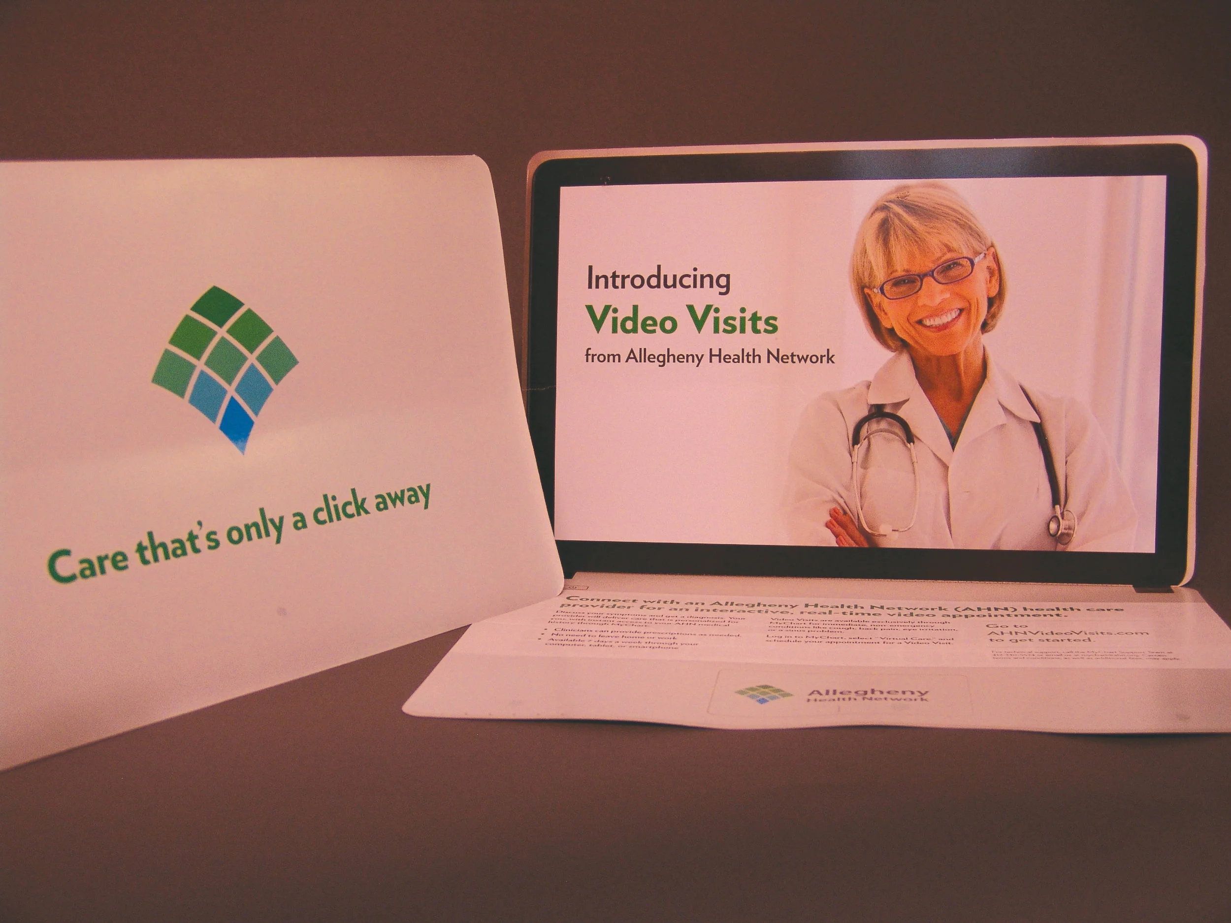  Oversized direct mail advertising health check-ups via video appointments. 