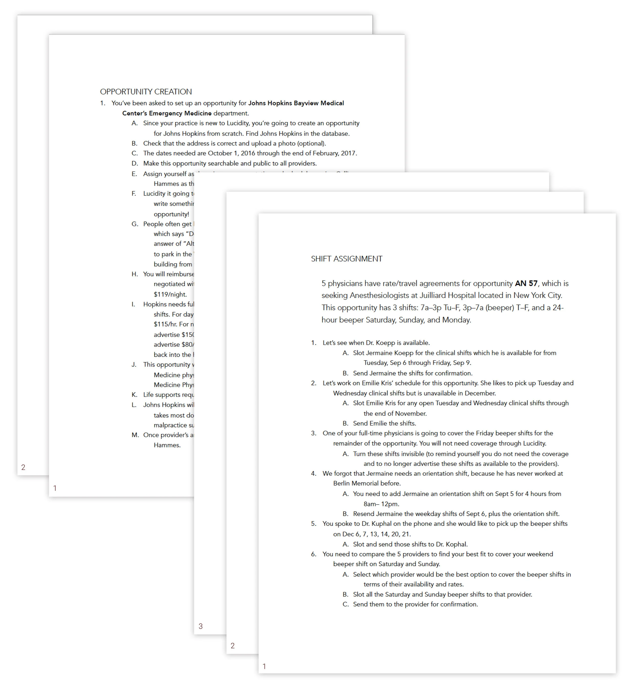 Usability testing: task lists
