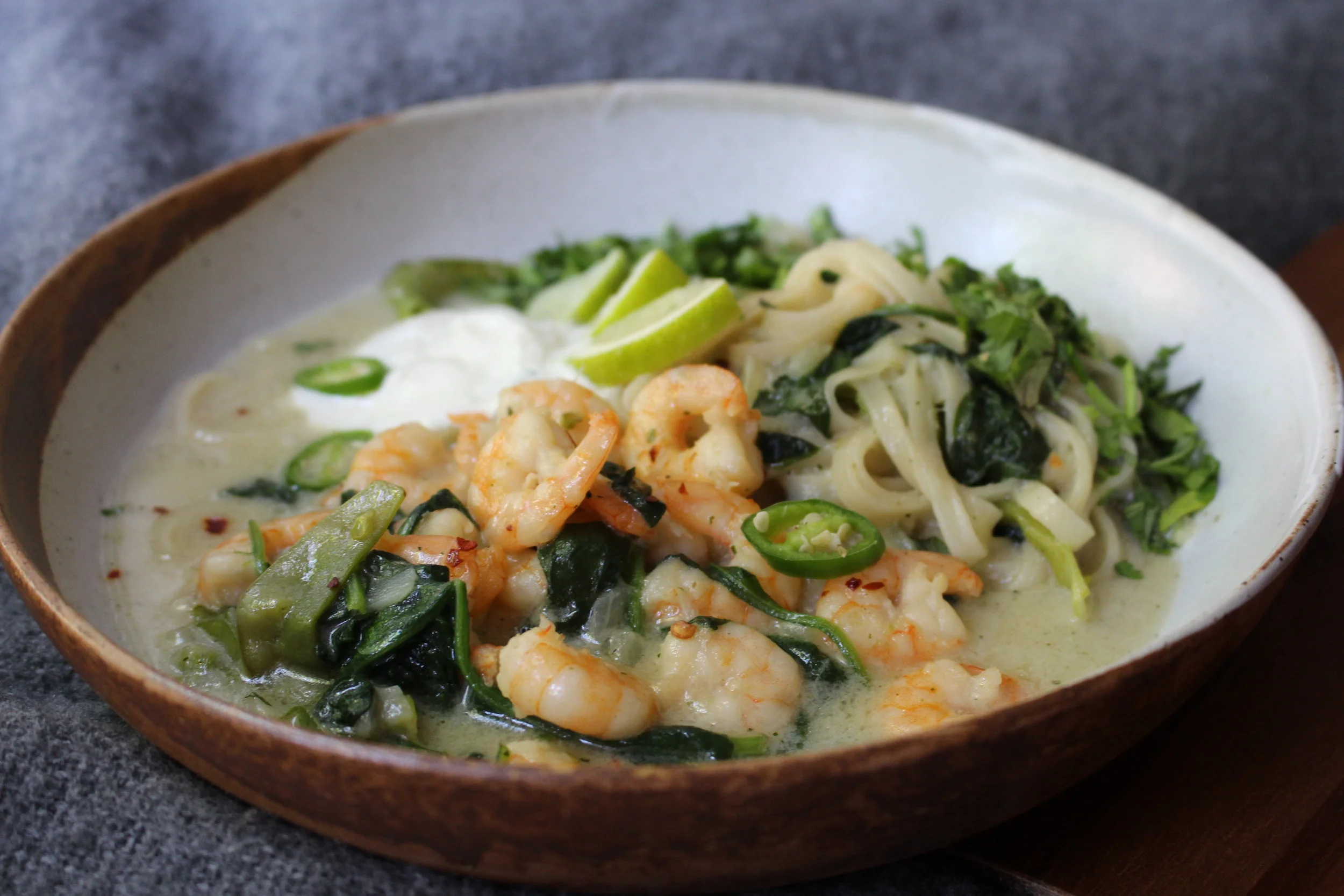 Prawn & Coconut Laksa, with Spinach