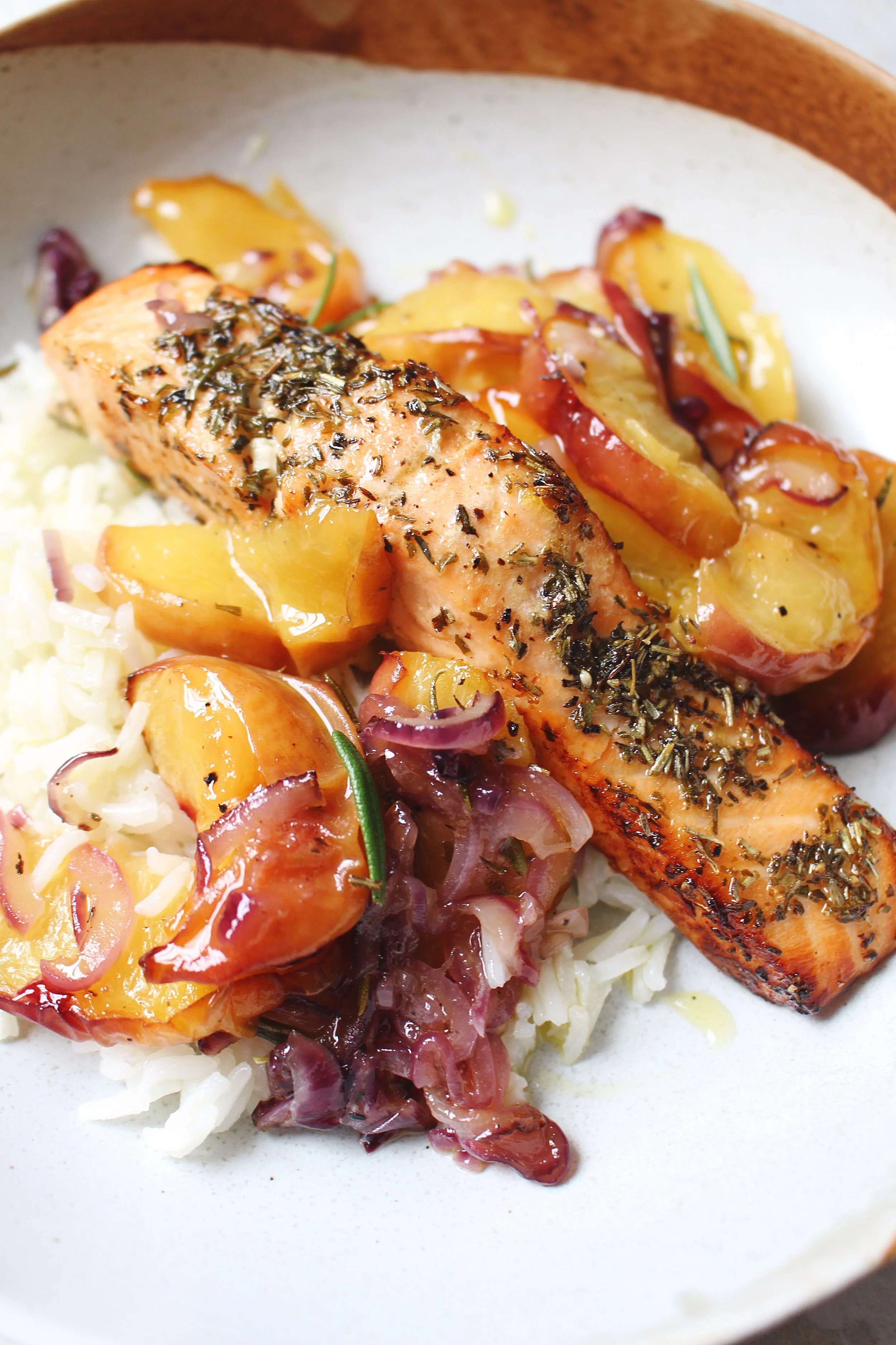 BAKED SALMON, PEACH &amp; ROSEMARY