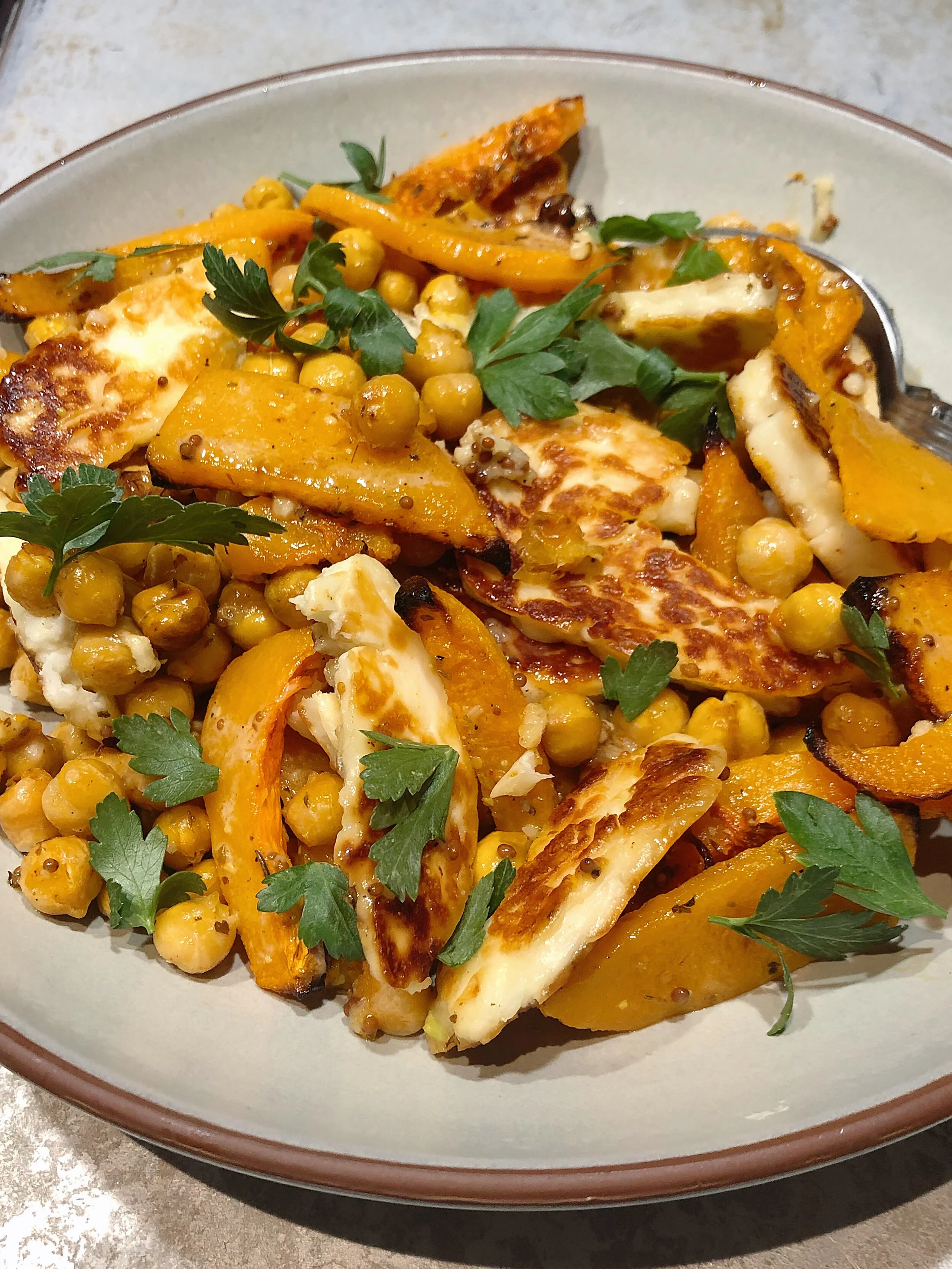 ROASTED BUTTERNUT AND GRILLED HALLOUMI