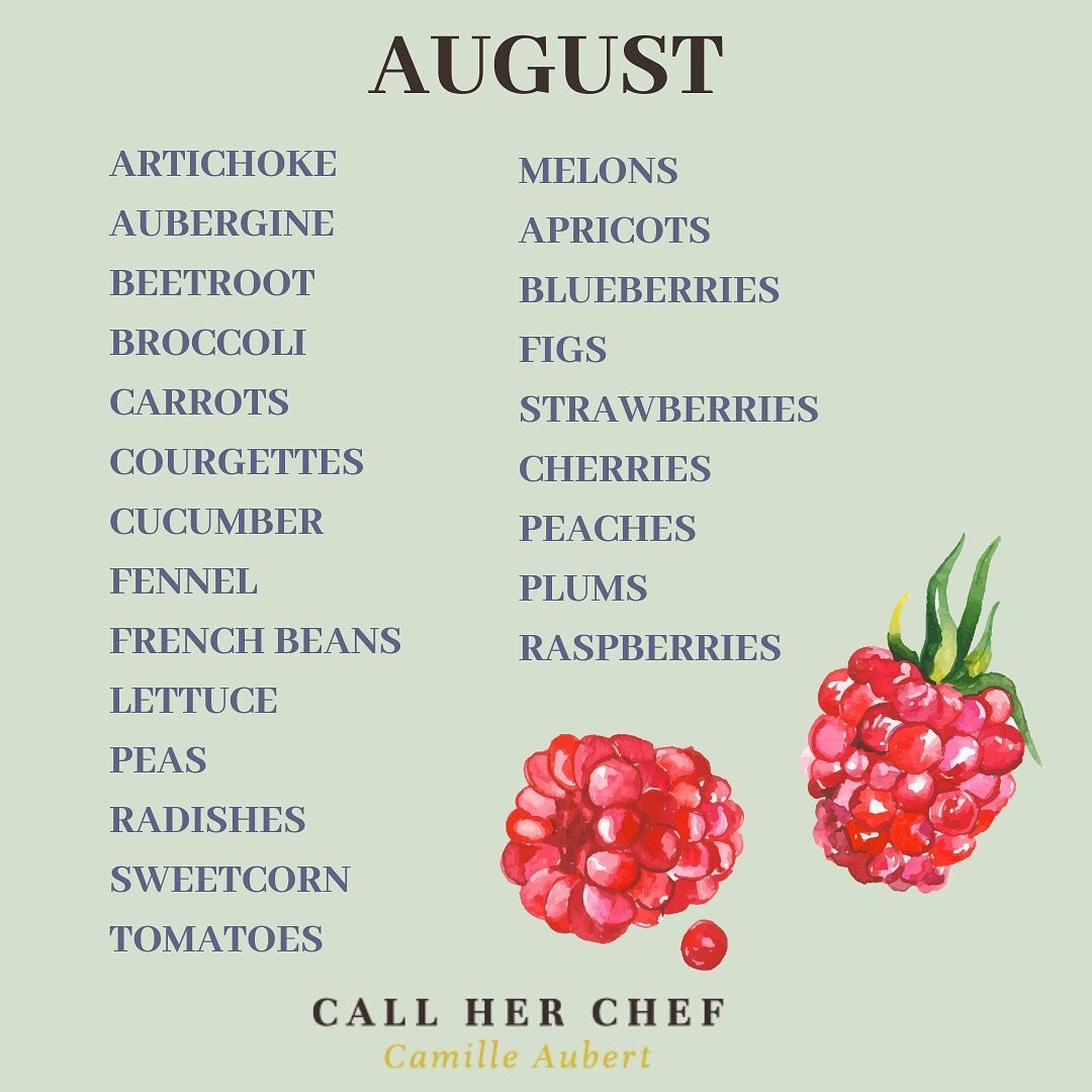 Your August Seasonal Food Calendar ✨ is here! Save this post to get seasonal cooking, food shopping, meal prep and recipe ideas! Summer is such a great time for vegetables and fruits so we should make the most of it. Which recipes do you want to see?
