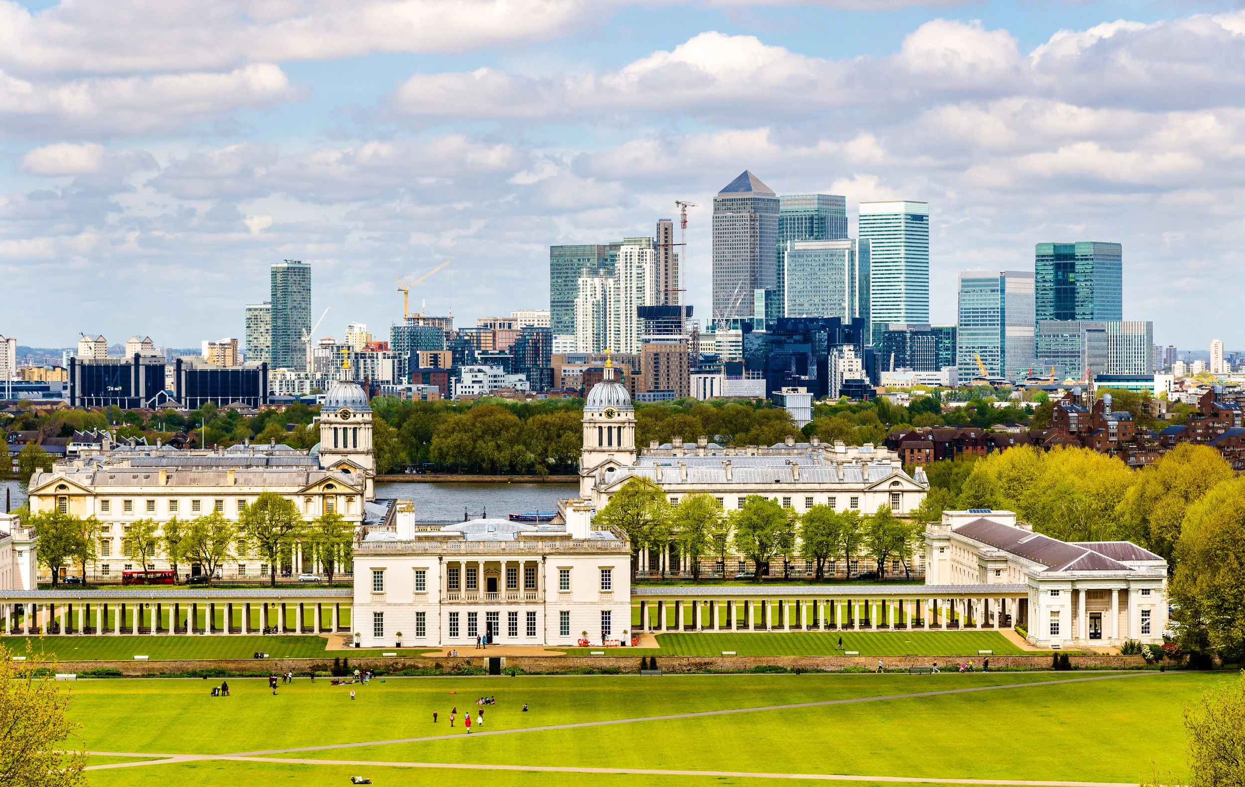 Canary Wharf vista dal meridiano di Greenwich