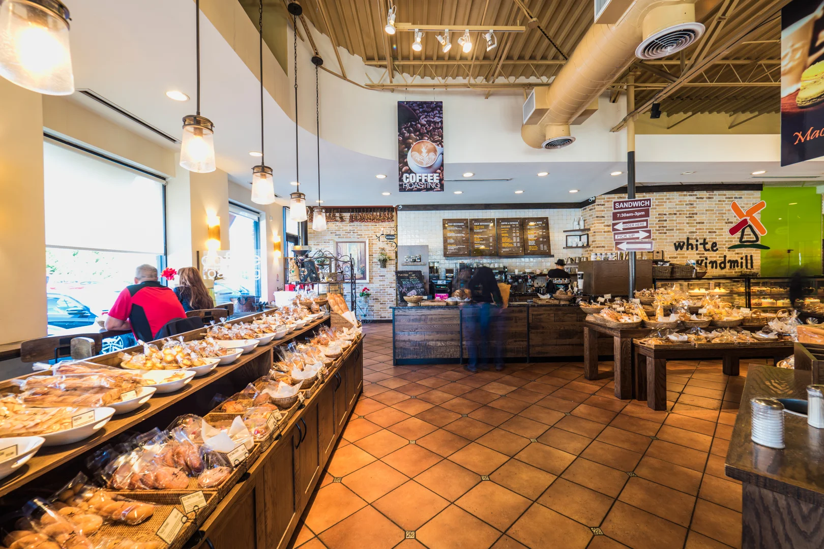 Pastry counter and caf&eacute; interior at White Windmill in Doraville