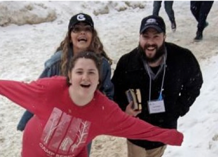 Bekah, Millie and Dan on their way to session!