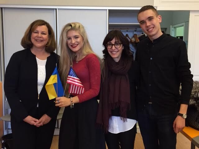 Sharon is pictured with student filmmakers from Ukraine at Indie Lab. Sharon and filmmaker Andrea Nevins spoke to the students and had the opportunity to watch and comment on the students’ films.