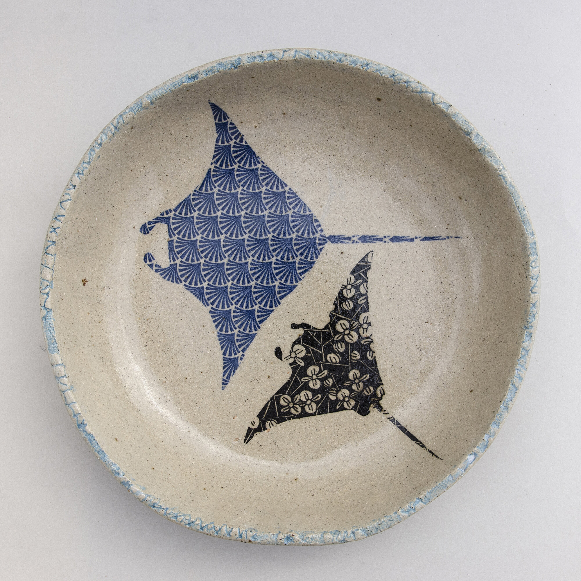 Rivulet Blue Dish Plates Nautical Sea Manta Ray Ceramic Bowls Ceramics Australia Handmade Pottery Stingray Bowl Coastal Ocean