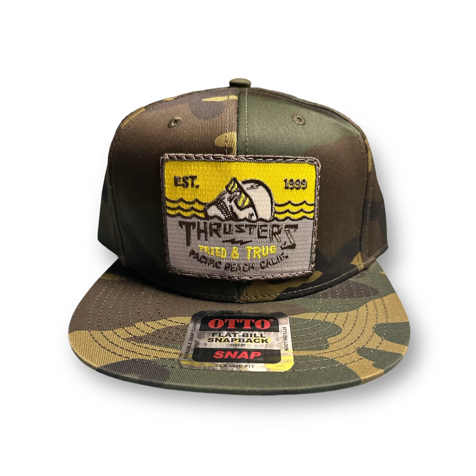 6 Panel Snapback Hat- Camoflauge with Padres Patch.JPG