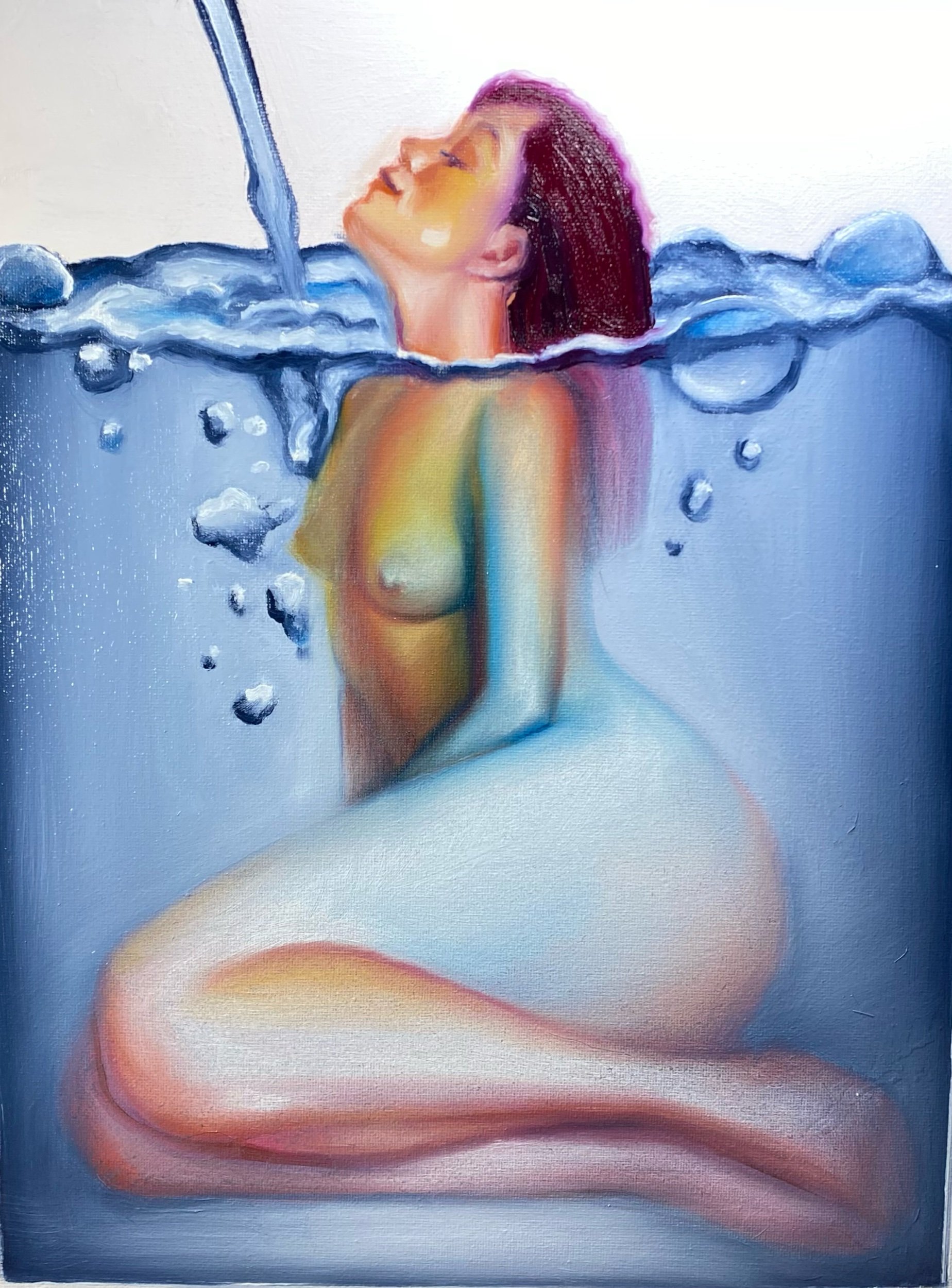“No te ahogues en un vaso de agua” oil on canvas 16x12” 2023 *sold*