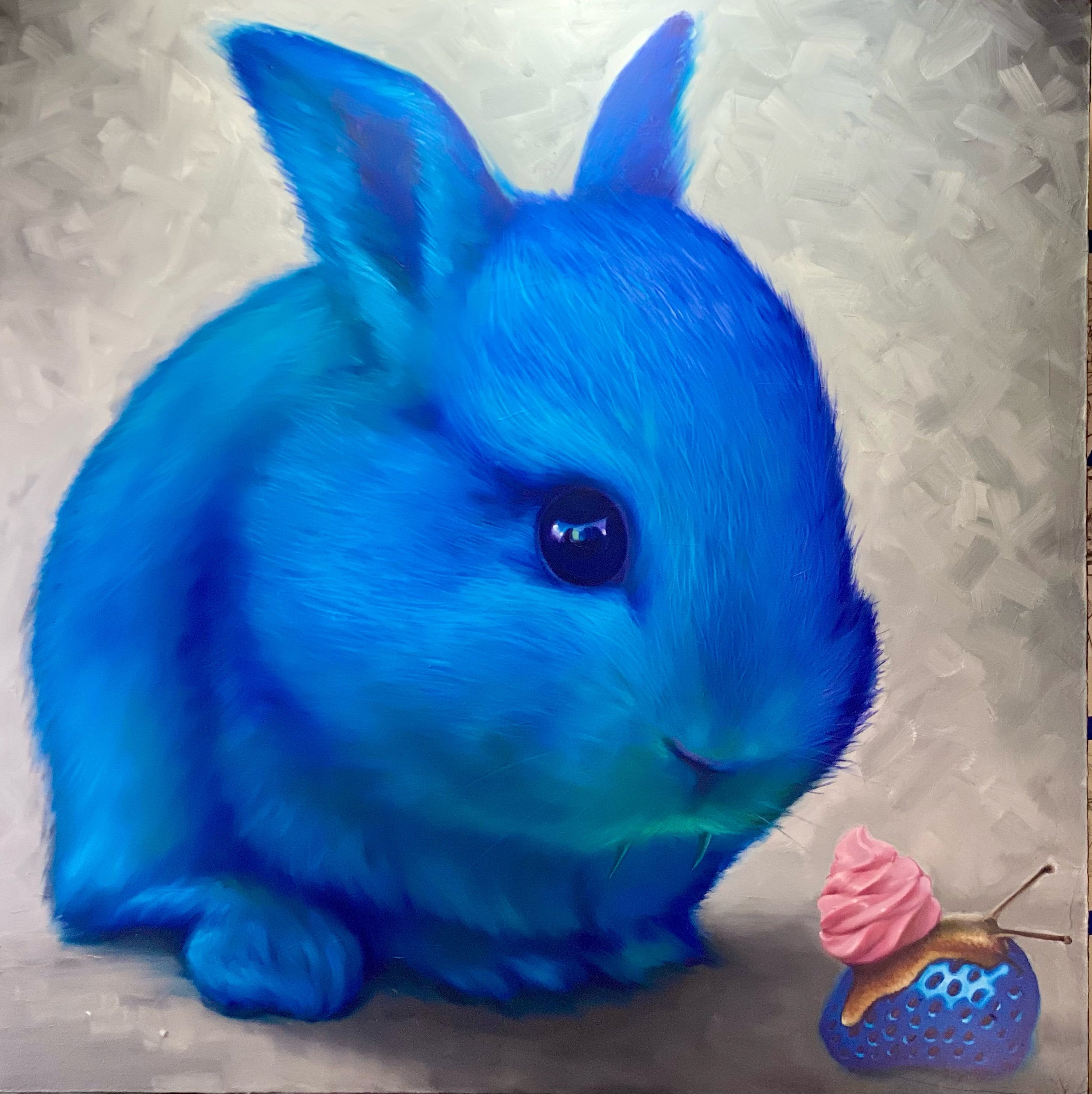 “Blue bunny” oil on canvas 40x40” 2023 *sold*