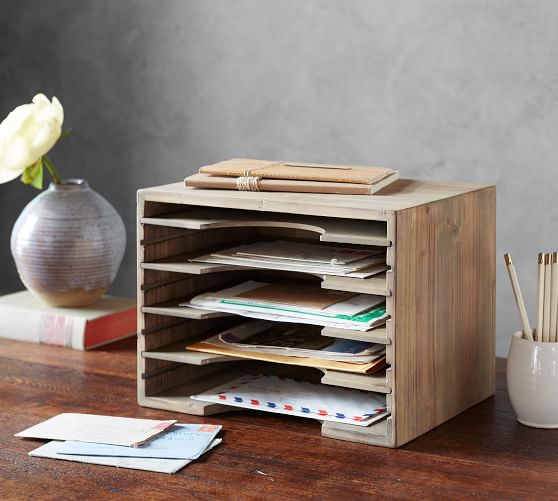 wood mail sorter