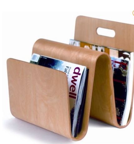 BLU MONACO Magazine Rack Floor: Leather Covered Wood Magazine Rack