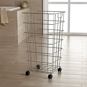 nickel wire hamper w/wheels