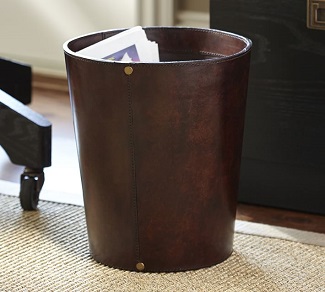 saddle leather trash bin