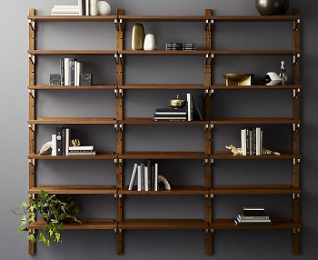 CB2 Walnut triple shelf