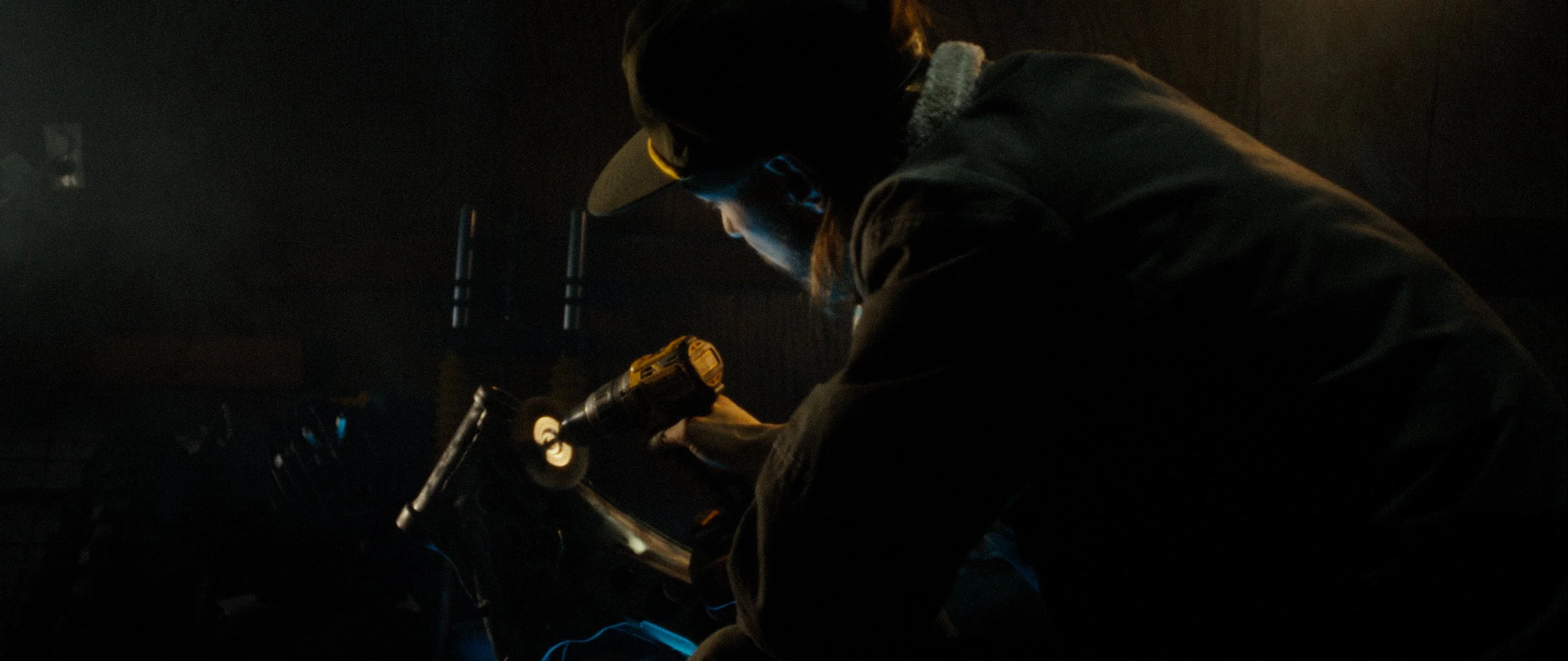  We lit this with a single practical and one quasar. But we used our limitations of resources as an advantage to create a grittier mood. 