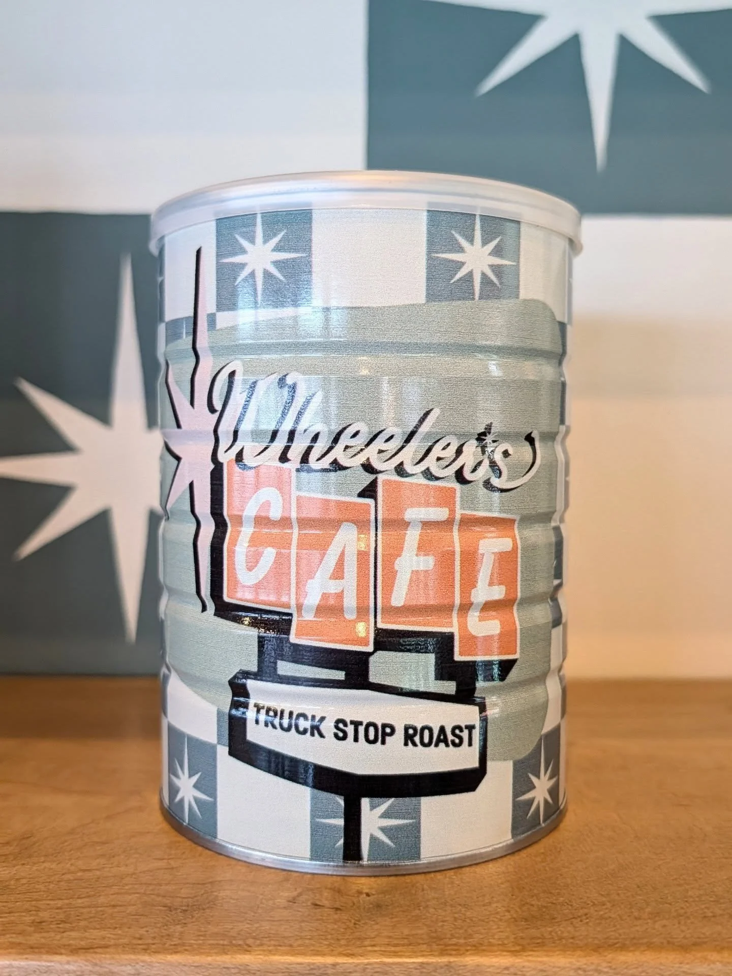 Good coffee, good times. 

Try the new Truck Stop Roast at Wheeler&rsquo;s Cafe! This small batch, whole bean, coffee is organic Ethiopian light roast that makes the perfect drip coffee. Try it at home in our retro coffee tin, designed by @oakleyartd
