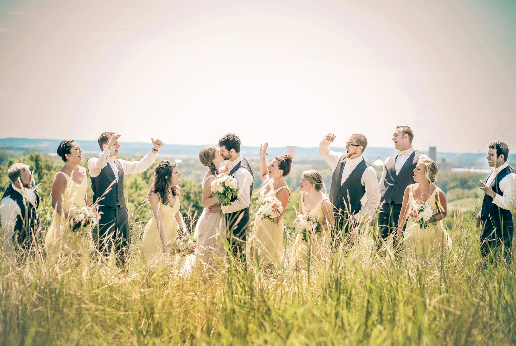 05-Minneapolis-Minnesota-Wedding-Photography-by-Vick-Photography-Field-Blue-Sky-Wedding-Party-Group-Sarah-&-Tom.jpg