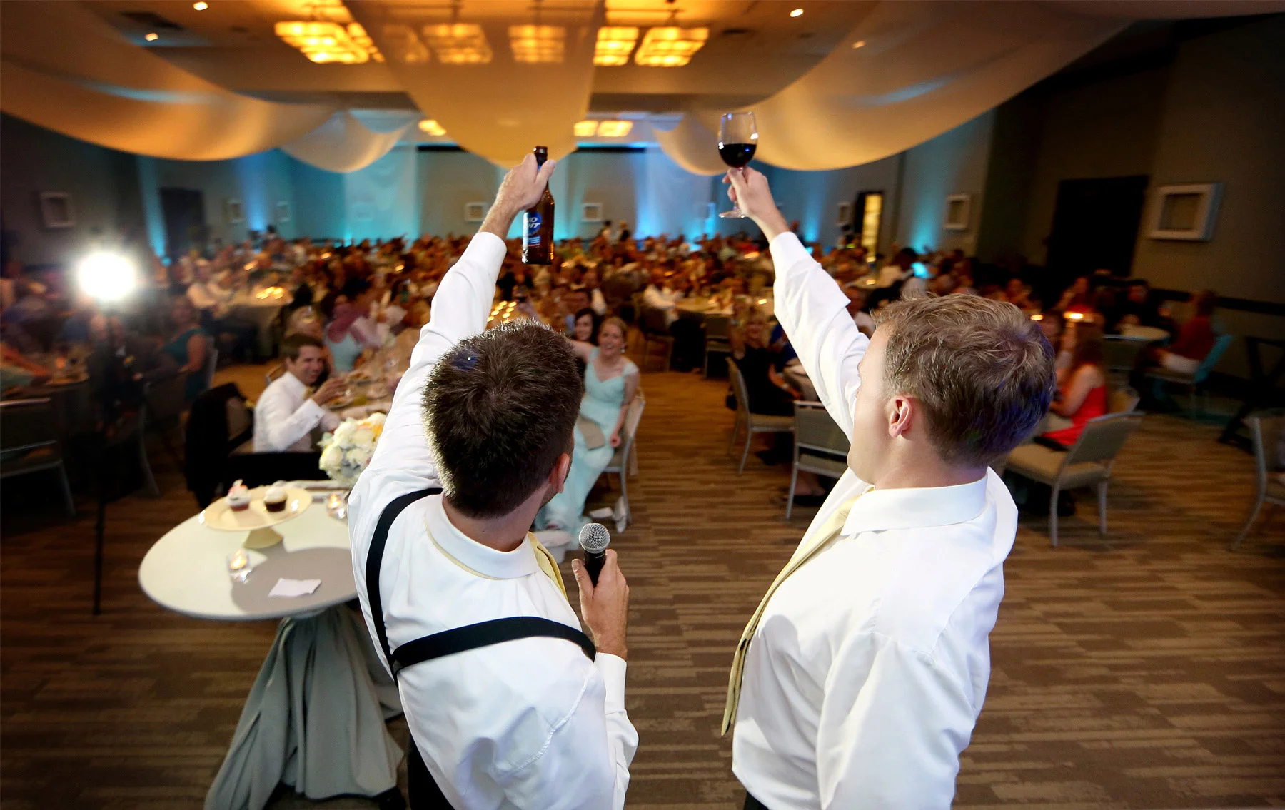16-Minneapolis-Minnesota-Wedding-Photography-by-Vick-Photography-Edina-Westin-Hotel-Reception-Toasting-Grace-&-Nick.jpg
