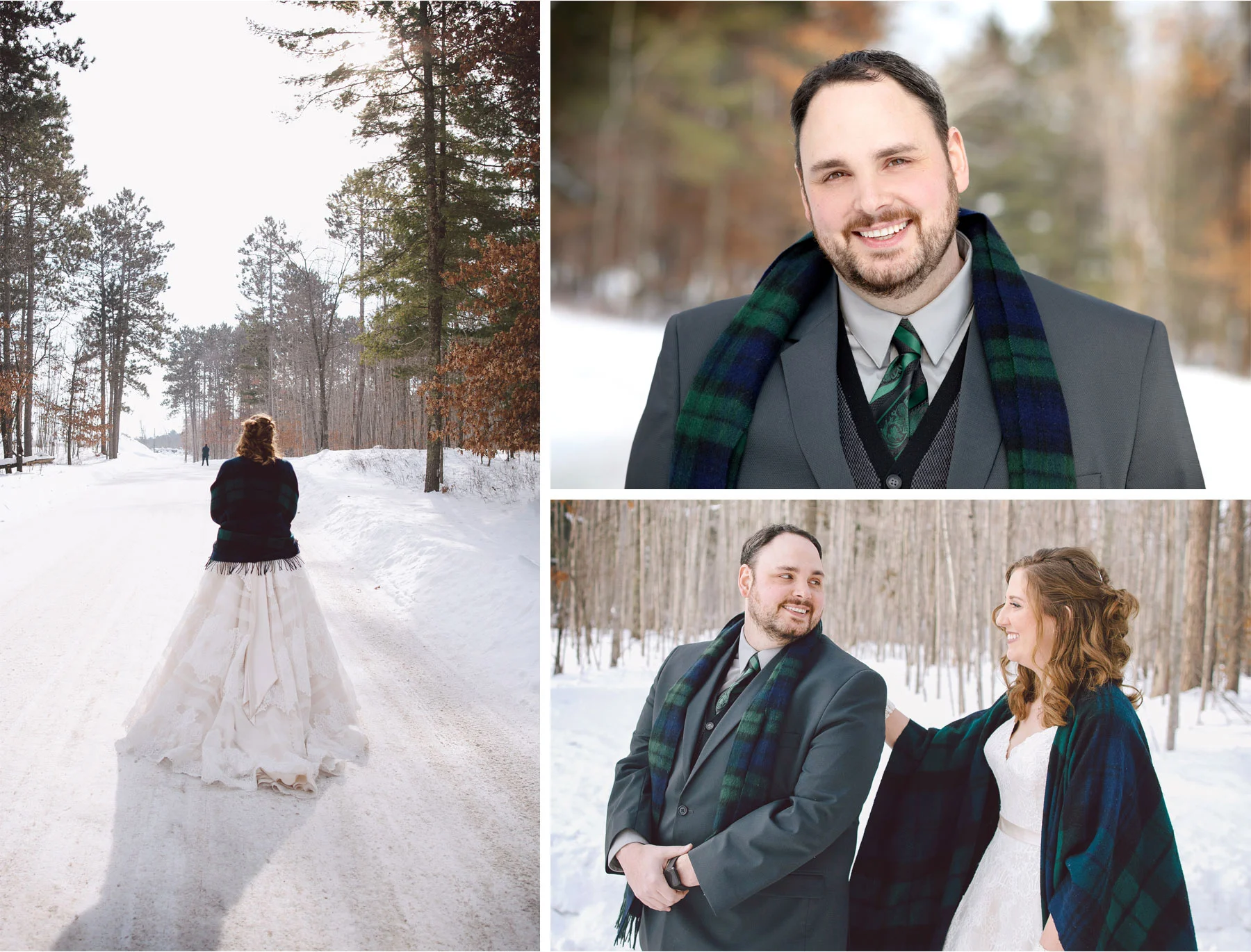 03-Brainerd-Minnesota-Wedding-by-Andrew-Vick-Photography-Nisswa-Grandview-Lodge-Winter-First-Look-Scarf-Plaid.jpg