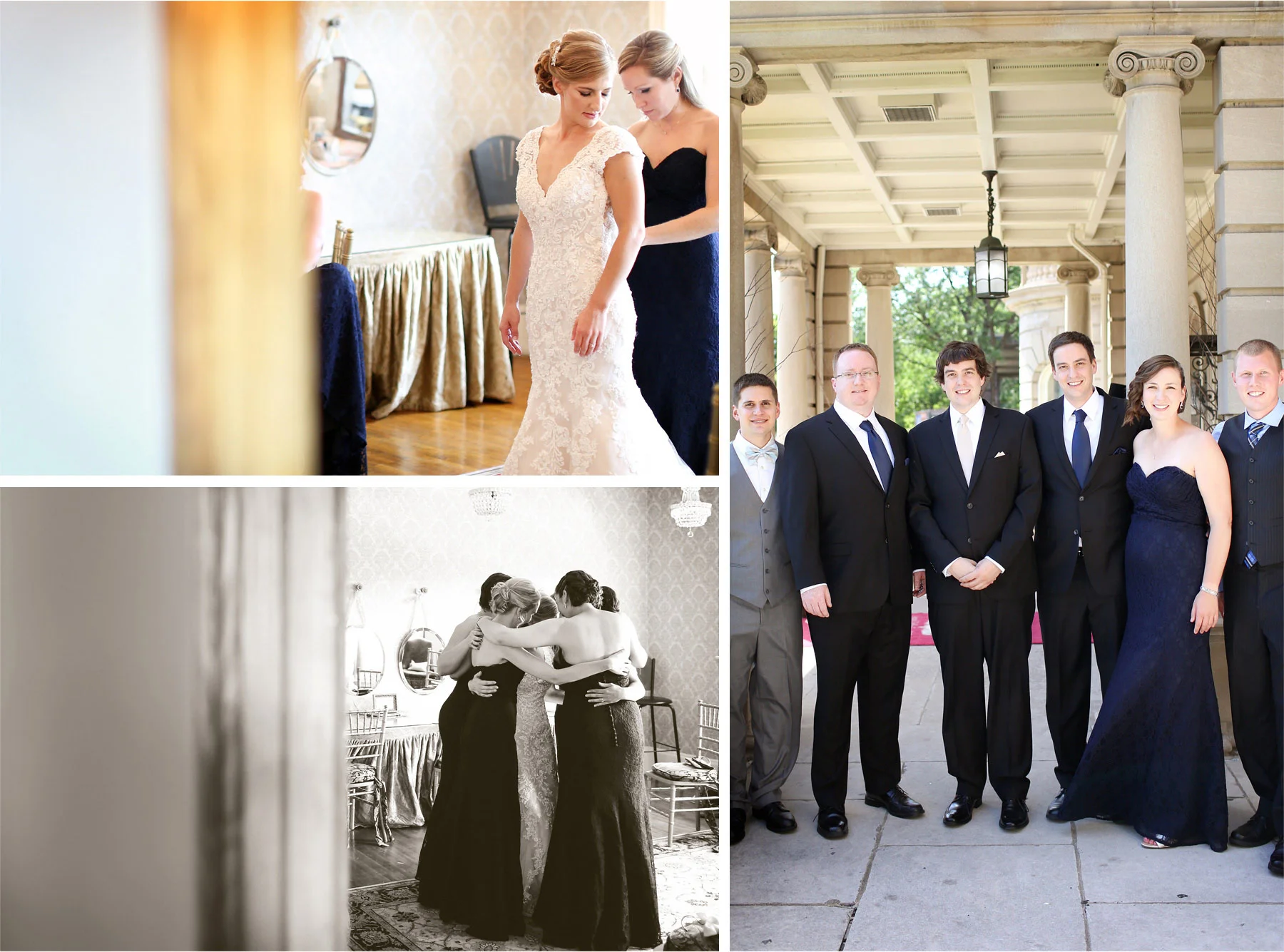 03-Minneapolis-Minnesota-Wedding-Photographer-by-Andrew-Vick-Photography-Summer-Semple-Mansion-Getting-Ready-Dress-Lace-Bride-Groom-Groomsmen-Bridesmaids-Bridal-Party-Sepia-Stephanie-and-Brady.jpg