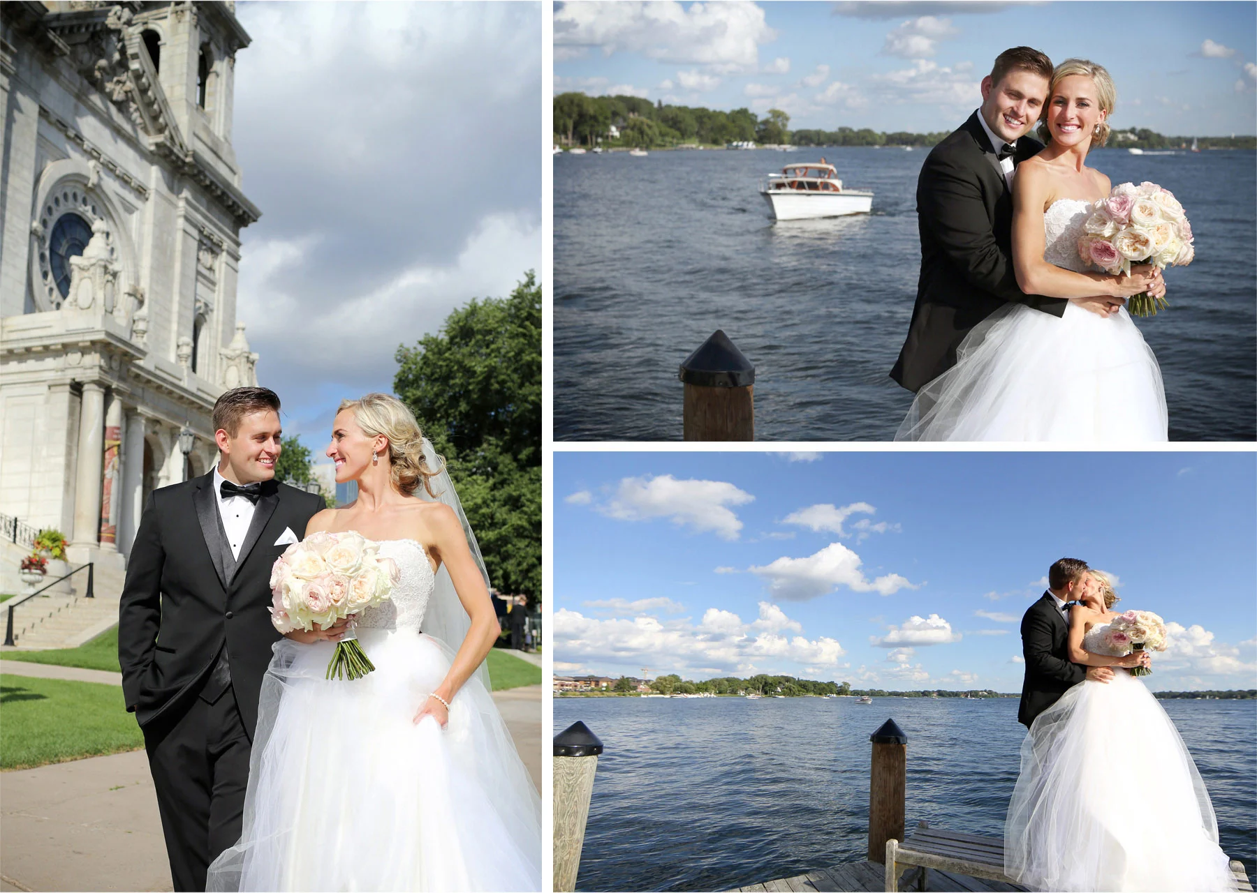 14-Minneapolis-Minnesota-Wedding-Photographer-by-Andrew-Vick-Photography-Summer-Basilica-of-Saint-Mary-Lake-Minnetonka-Beach-Bride-Groom-Excitement-Boat-Docks-Kiss-Emily-and-Jay.jpg
