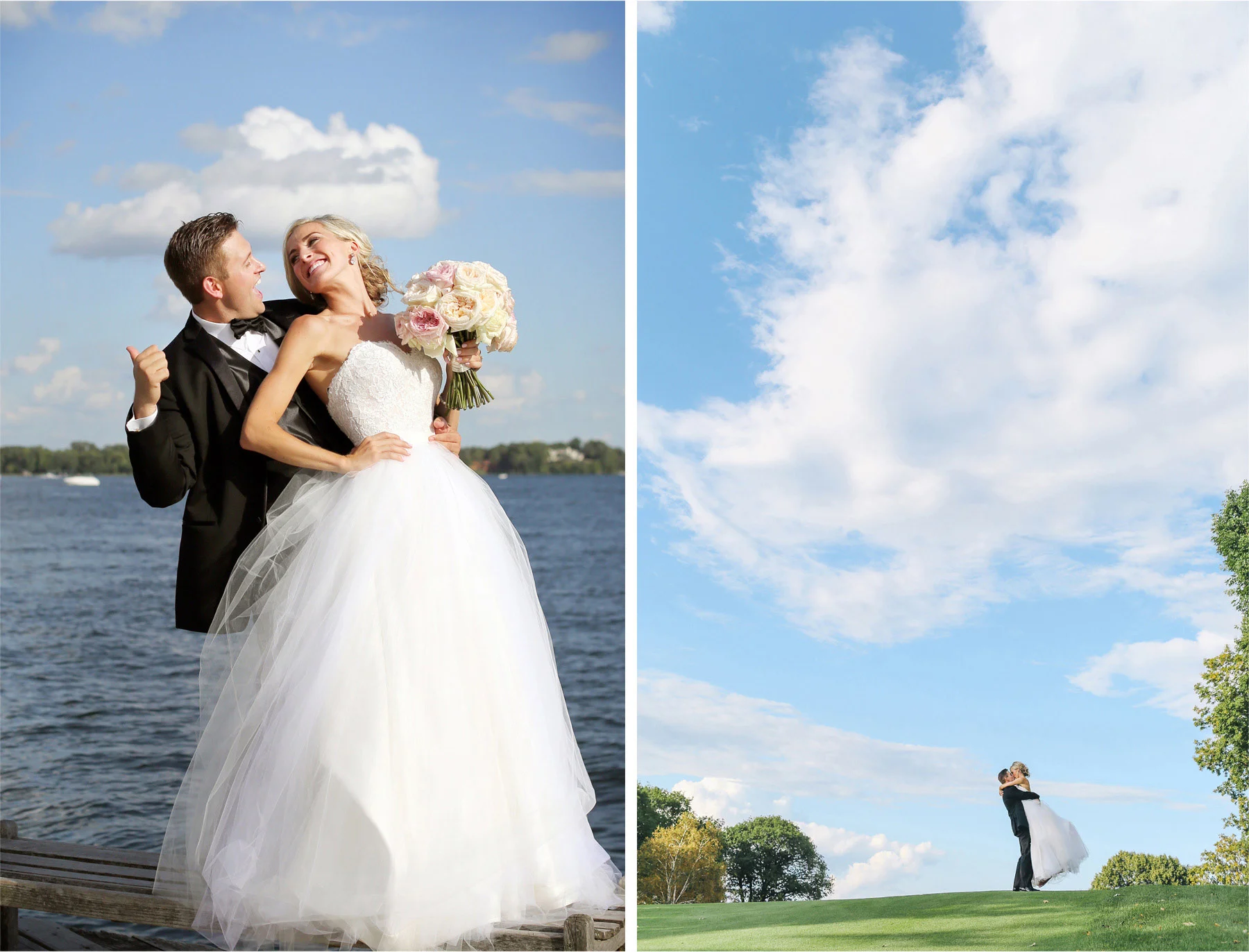 16-Minnetonka-Beach-Minnesota-Wedding-Photographer-by-Andrew-Vick-Photography-Summer-Lake-Lafayette-Club-Bride-Groom-Excitement-Docks-Golf-Course-Kiss-Lift-Emily-and-Jay.jpg