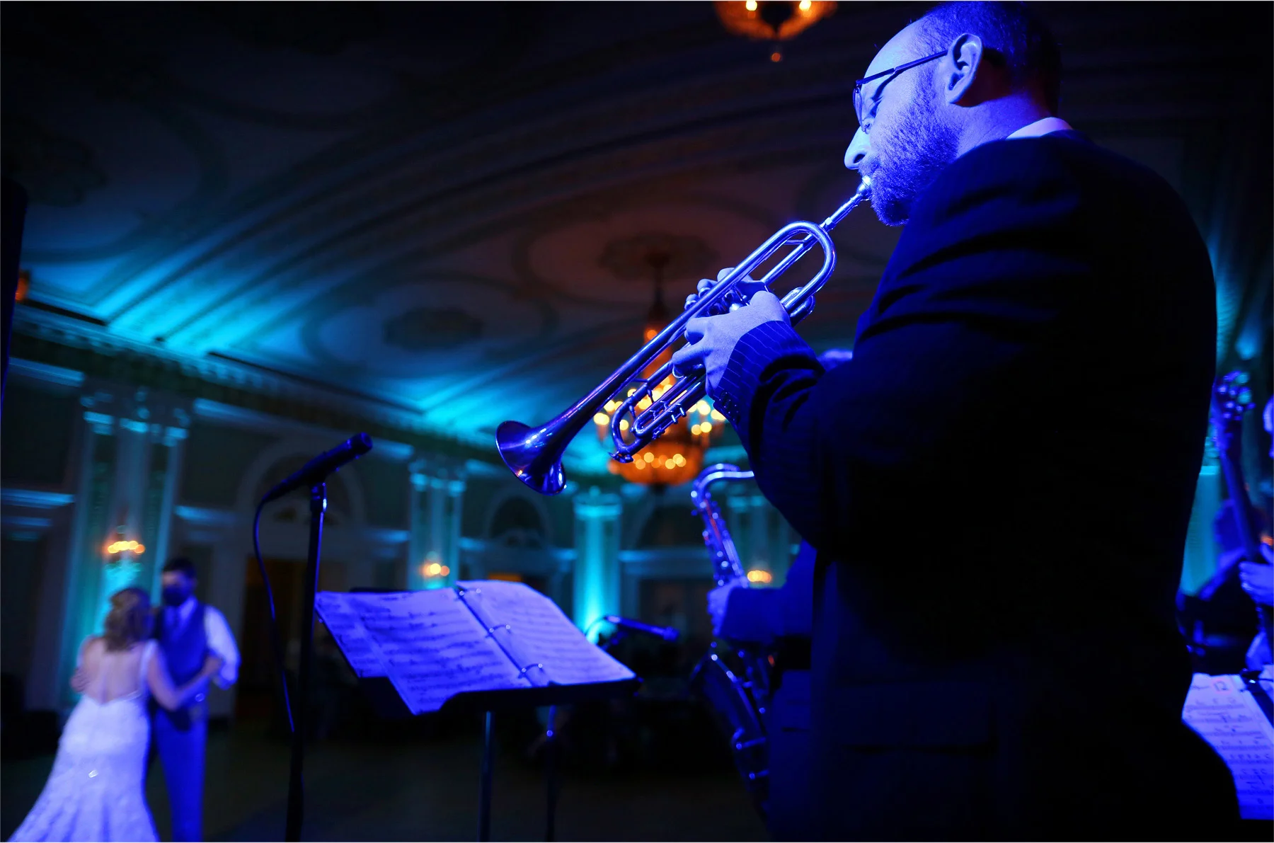23-Duluth-Minnesota-Wedding-Photographer-by-Andrew-Vick-Photography-Summer-Greysolon-Ballroom-Reception-Bride-Groom-Dance-Band-Trumpet-Katie-and-Andrew.jpg