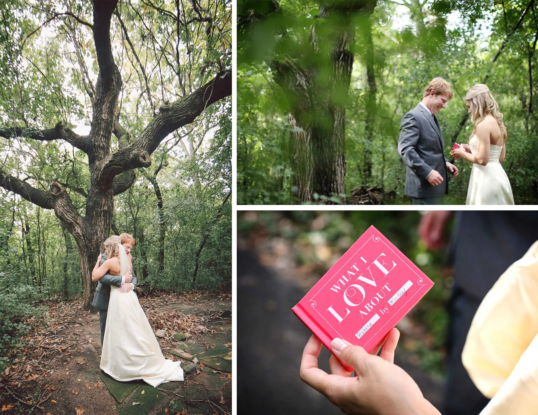 05-Minneapolis-Minnesota-Wedding-Photographer-by-Andrew-Vick-Photography-Fall-Autumn-Parents-House-First-Meeting-Look-Backyard-Bride-Groom-Hug-Embrace-Gift-Book-Vintage-Krissy-and-James.jpg