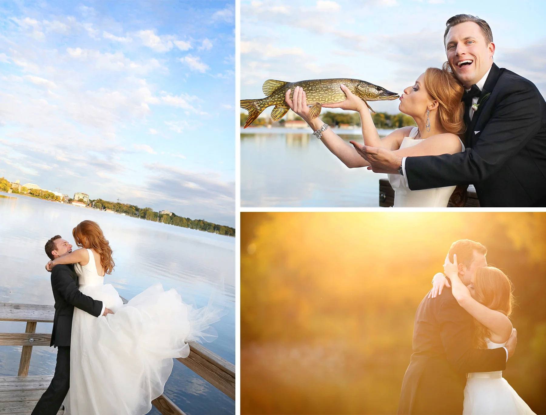 20-Minneapolis-Minnesota-Wedding-Photographer-by-Andrew-Vick-Photography-Fall-Autumn-Lake-Calhoun-Bride-Groom-Dock-Fish-Northern-Pike-Kiss-Sunflare-Hug-Embrace-Kristy-and-Jack.jpg