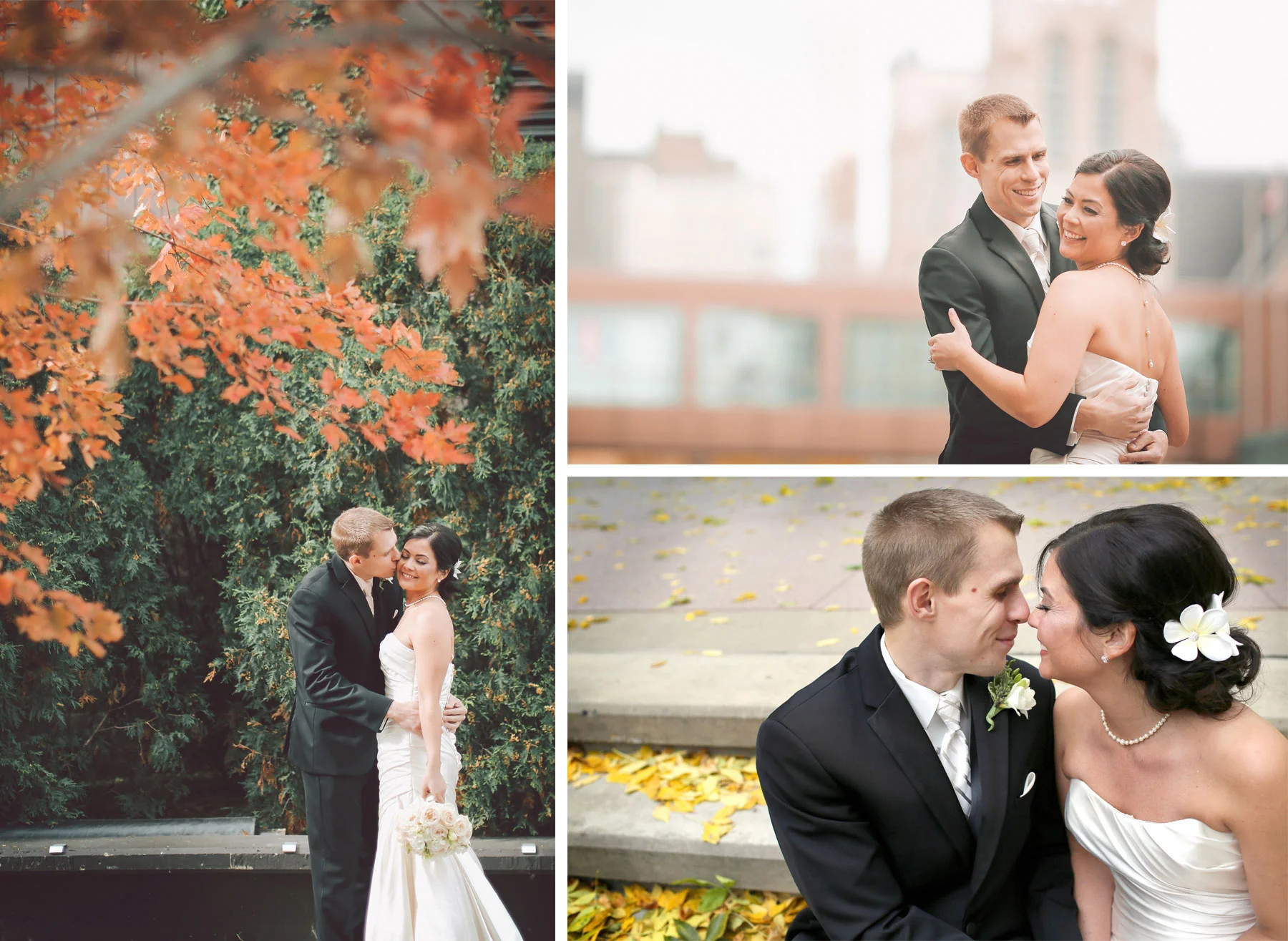 08-Minneapolis-Minnesota-Wedding-Photographer-by-Andrew-Vick-Photography-Fall-Autumn-Millennium-Hotel-First-Look-Meeting-Bride-Groom-Kiss-Embrace-Vintage-Amanda-and-Cary.jpg