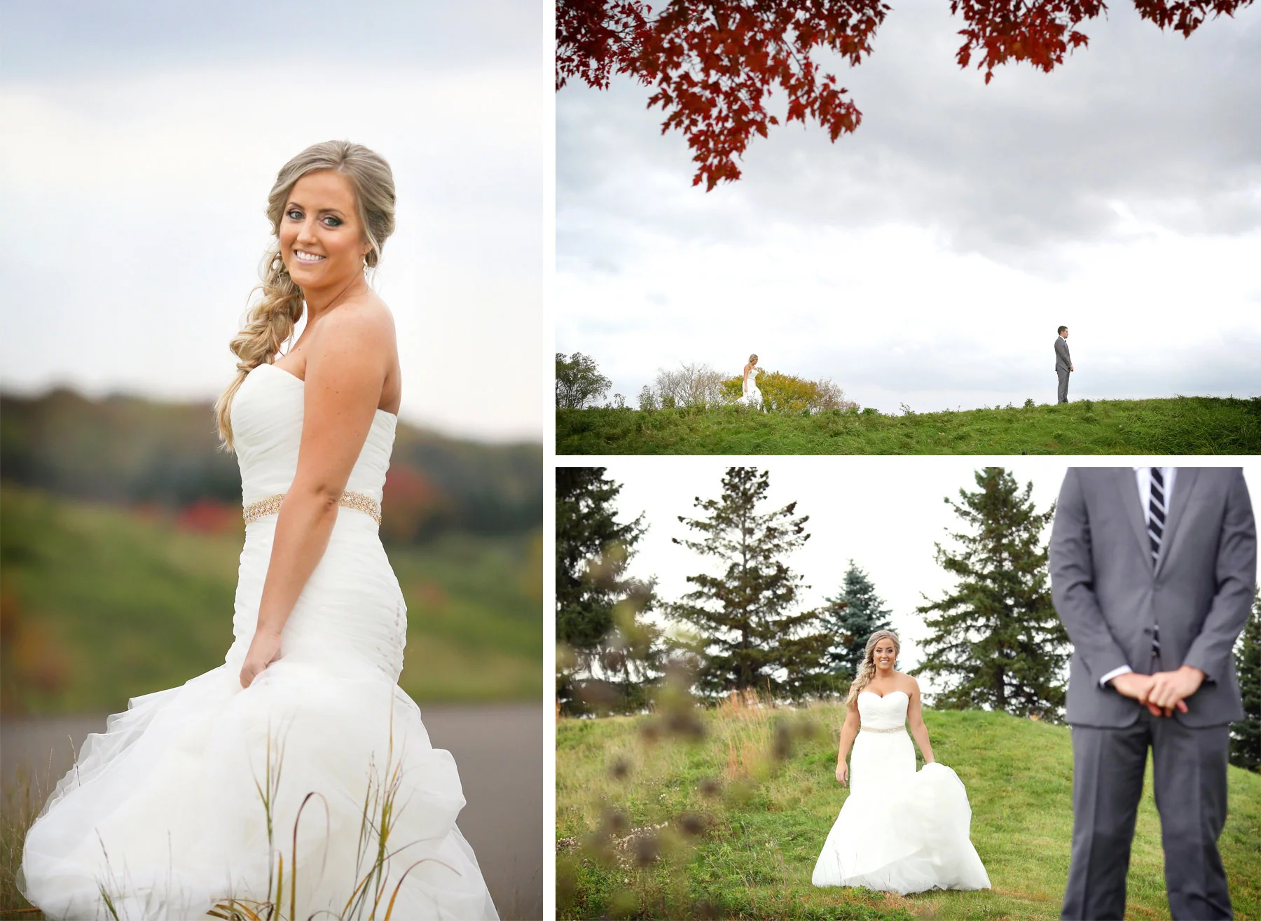 04-Stillwater-Minnesota-Wedding-Photographer-by-Andrew-Vick-Photography-Fall-Autumn-StoneRidge-Golf-Club-First-Meeting-Look-Bride-Groom-Hills-Field-Micaela-and-Derek.jpg