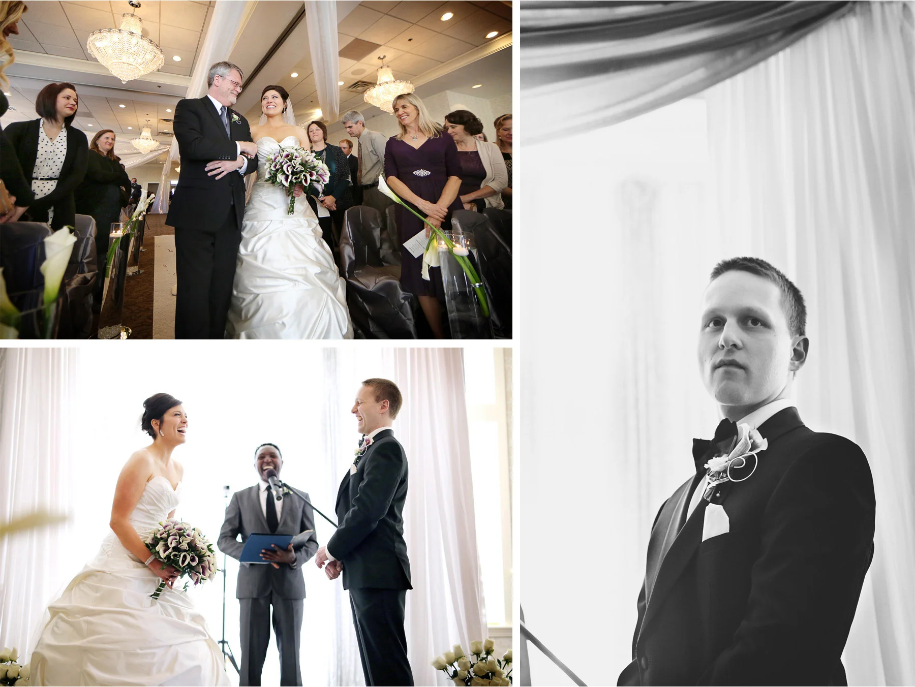 09-Eden-Prairie-Minnesota-Wedding-Photographer-by-Andrew-Vick-Photography-Fall-Autumn-Bearpath-Golf-Country-Club-Ceremony-Bride-Groom-Father-Parents-Processional-Vows-Black-and-White-Brittany-and-Ryan.jpg