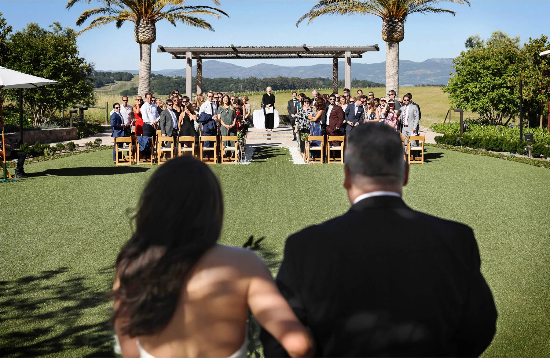 13-Napa-California-Wedding-Photographer-by-Andrew-Vick-Photography-Spring-Destination-Carneros-Resort-and-Spa-Ceremony-Bride-Father-Parents-Processional-Alex-and-Roger.jpg