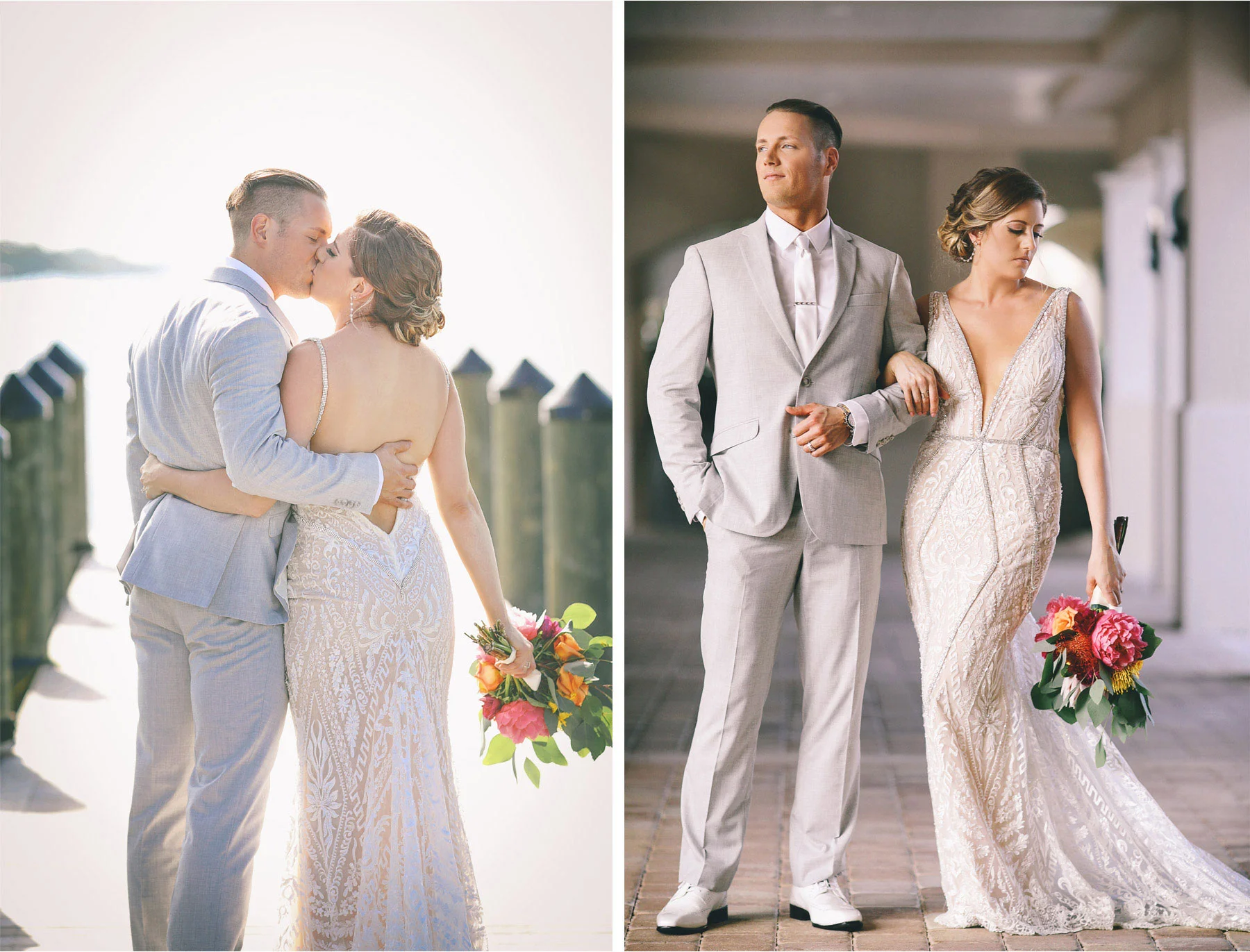 09-Key-Largo-Florida-Keys-Wedding-Photographer-by-Andrew-Vick-Photography-Playa-Largo-Resort-and-Spa-Hotel-Destination-Winter-First-Meeting-Look-Bride-Groom-Docks-Kiss-Flowers-Ocean-Water-Vintage-Carrie-and-Brian.jpg