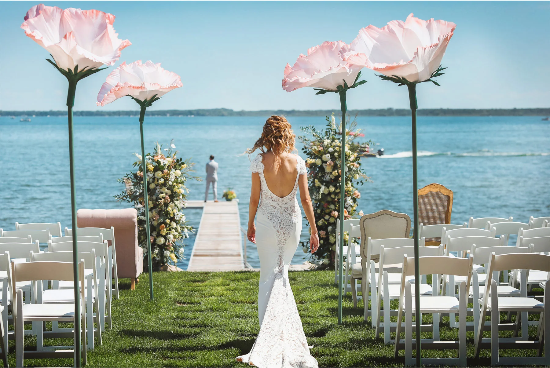 05-Vick-Photography-Wedding-Ottertail-Minnesota-Alice-in-Wonderland-Theme-First-Look-Bride-Groom-Lake-Giant-Poppys-Aisle-Tess-and-Greg.jpg
