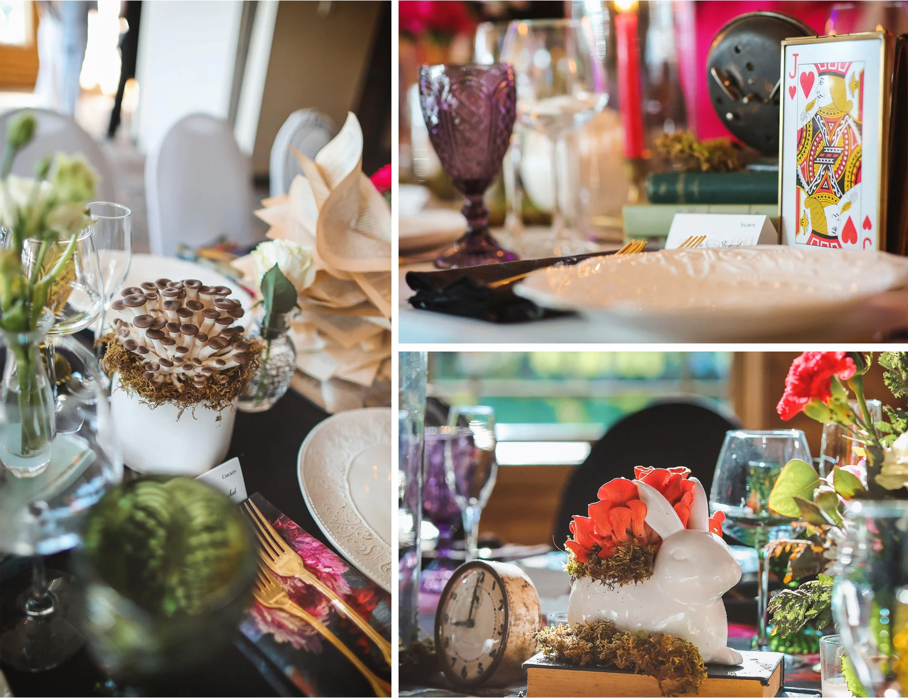 18-Vick-Photography-Wedding-Ottertail-Minnesota-Alice-in-Wonderland-Theme-Reception-Table-Decor-Mushrooms-White-Rabit-Tess-and-Greg.jpg