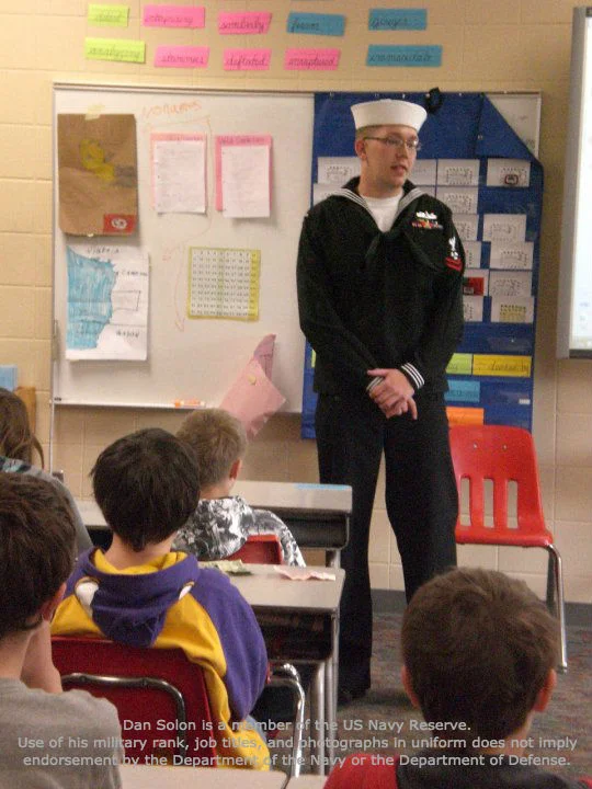 Dan speaking to students at Homecroft Elementary School in his hometown of Duluth, MN.