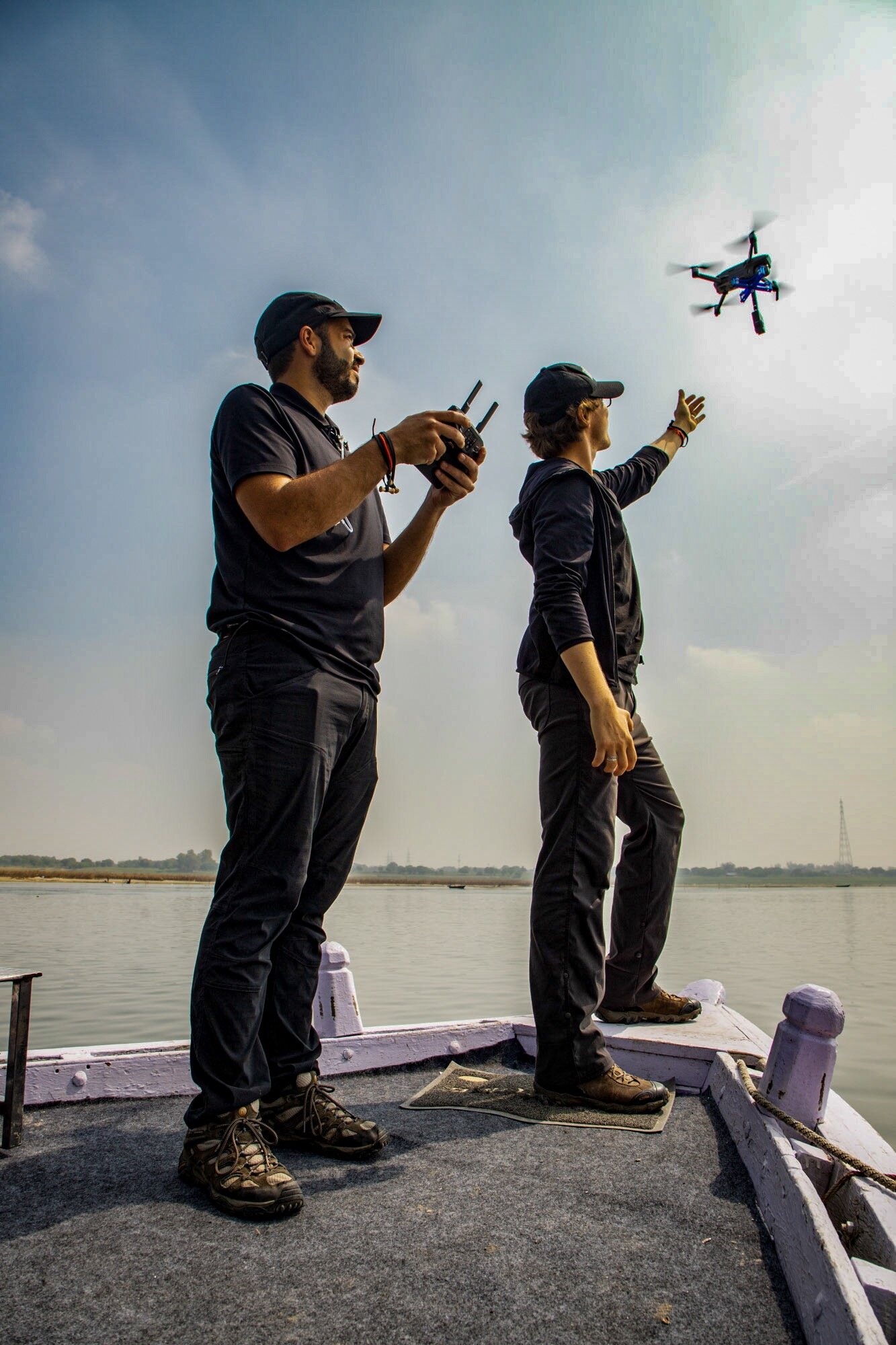  This project was shot in India. We had a smaller crew, so my assistant and I tag teamed to do the flying missions. We used my custom 3D printed VR drone mount and rented a small Mavic drone at the location, and I installed it there. Although smaller