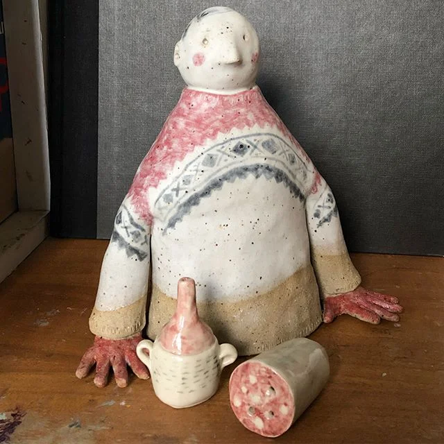 The fruits of last term at @slowclaycentre Not sure whether the woman (in the second photo) is slightly over cooked, over glazed or something else entirely. #learnbydoing #ceramicsclass #ceramicfigures